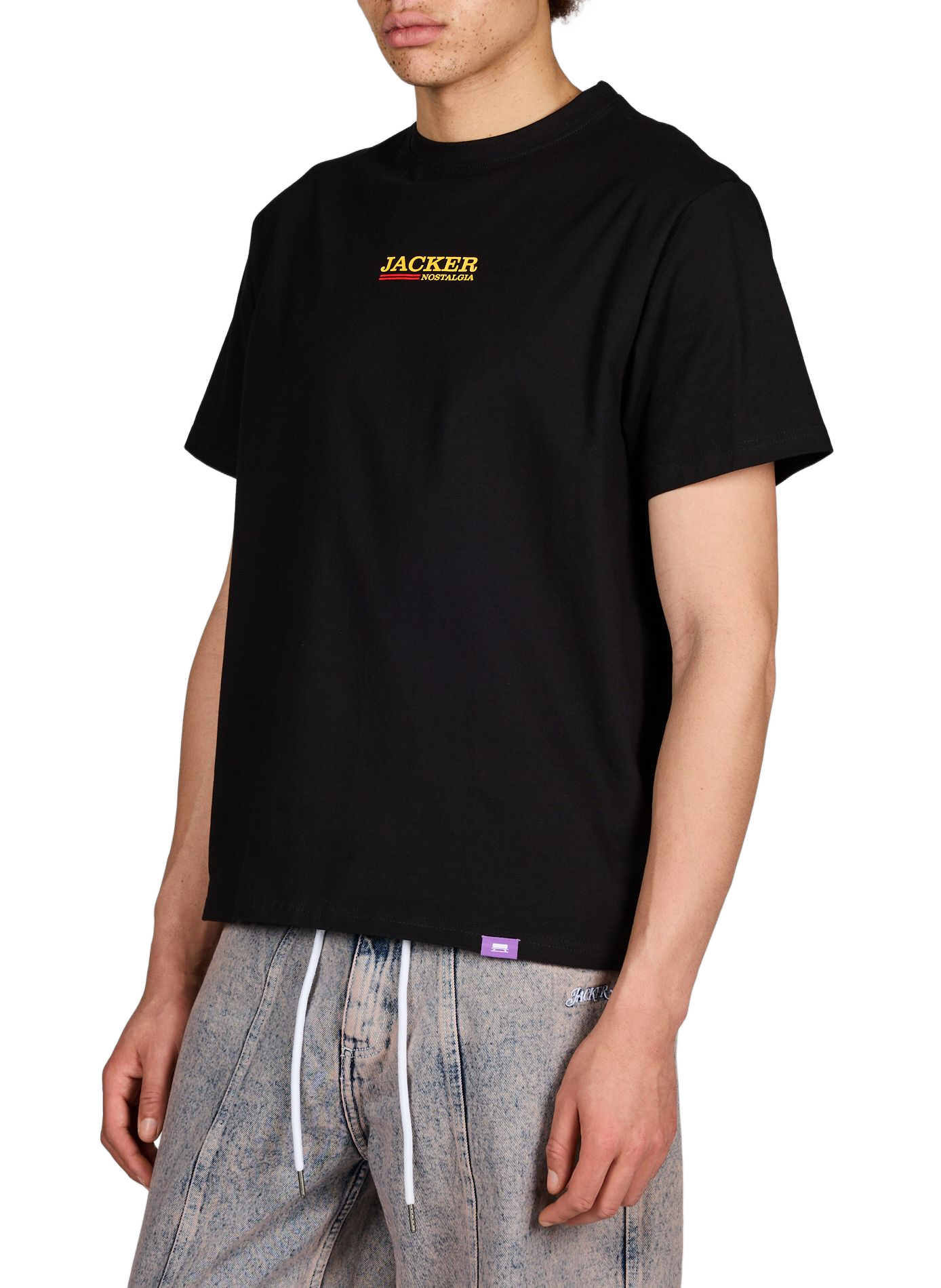 Straight printed cotton T-shirt JACKER. Black
