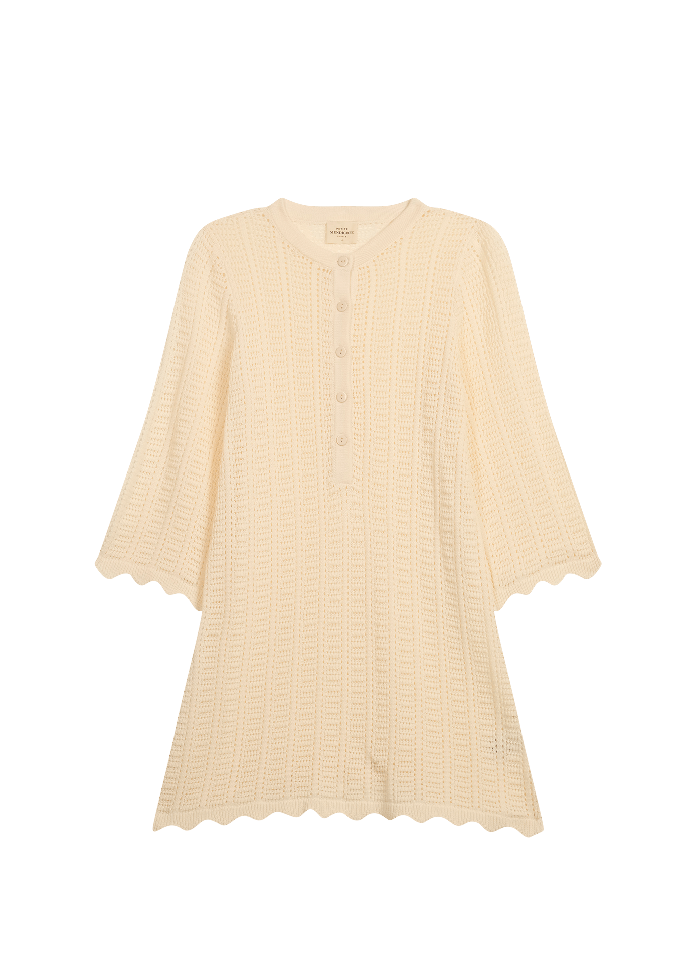 Robe courte en maille ajourée de coton PETITE MENDIGOTE Blanc