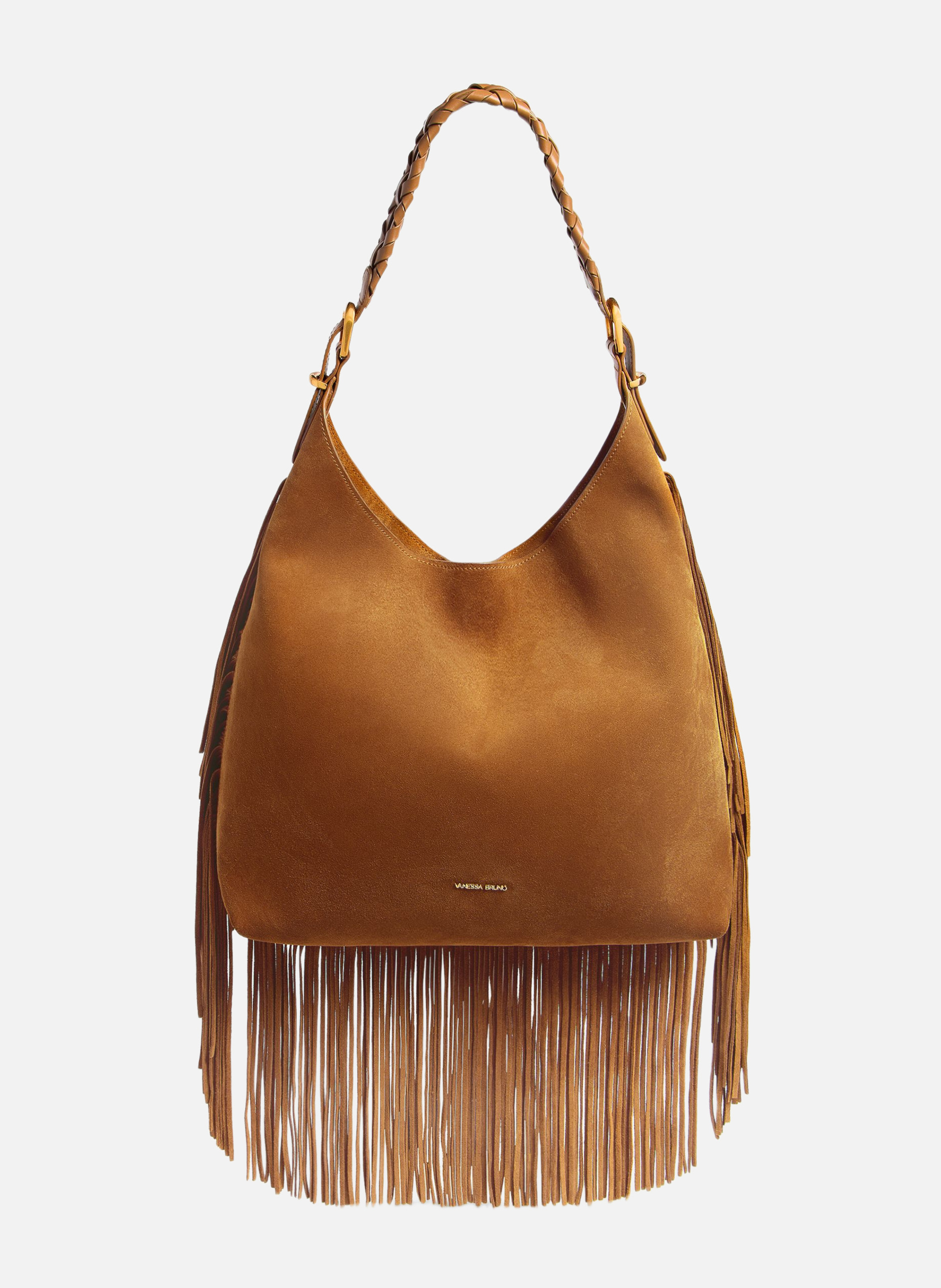 Grand sac hobo jess en cuir velours VANESSA BRUNO Marron
