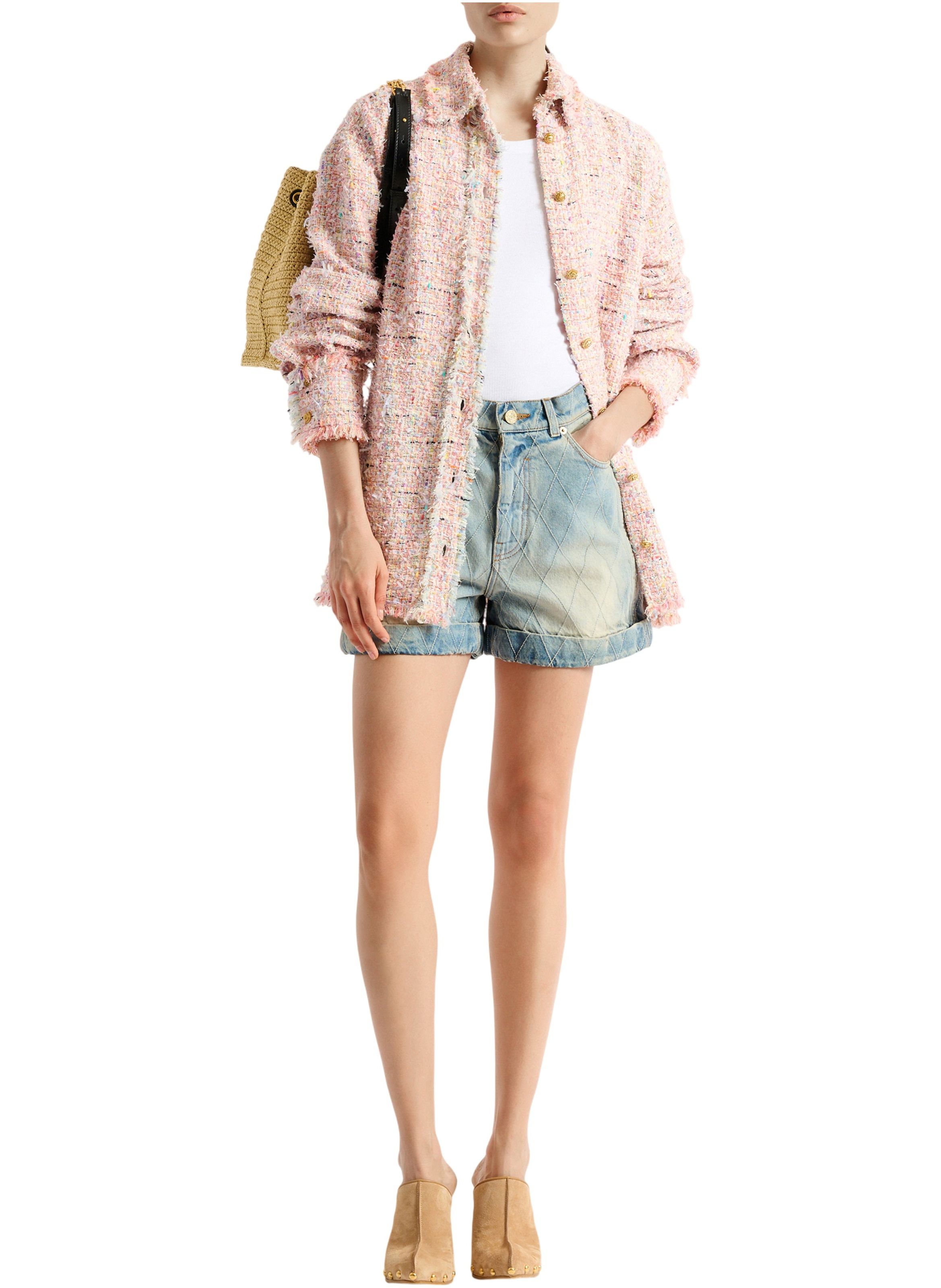 Short en denim surpiqué BALMAIN Bleu