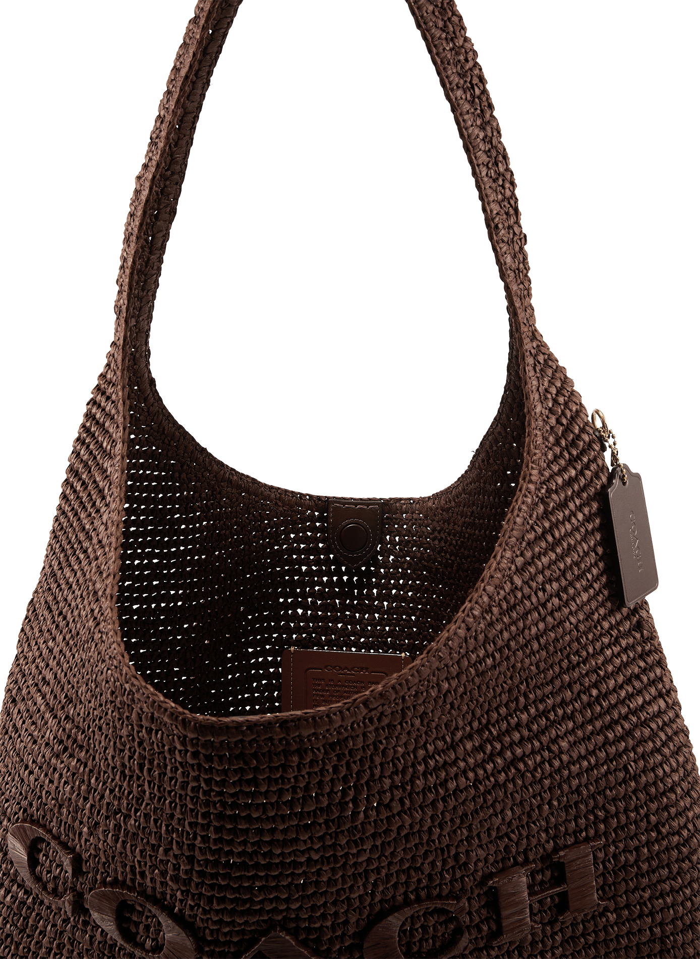 Sac porté épaule en paille COACH Marron