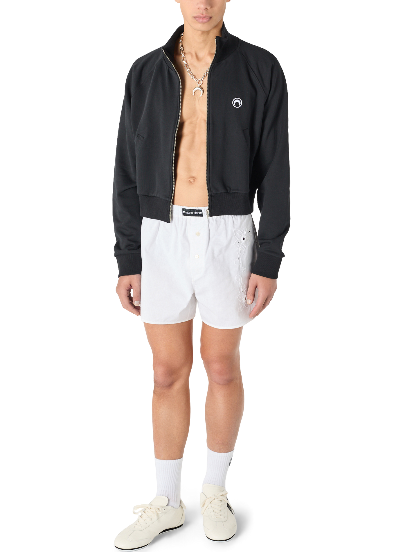 Sweatshirt zippé logo moon en coton biologique unisexe | Noir MARINE SERRE Homme