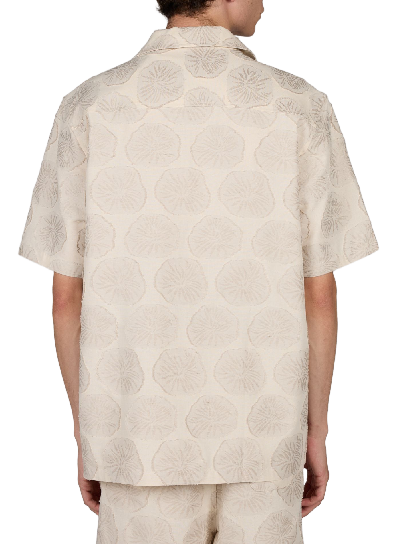 Jacquard straight shirt in cotton and linen LES DEUX Beige