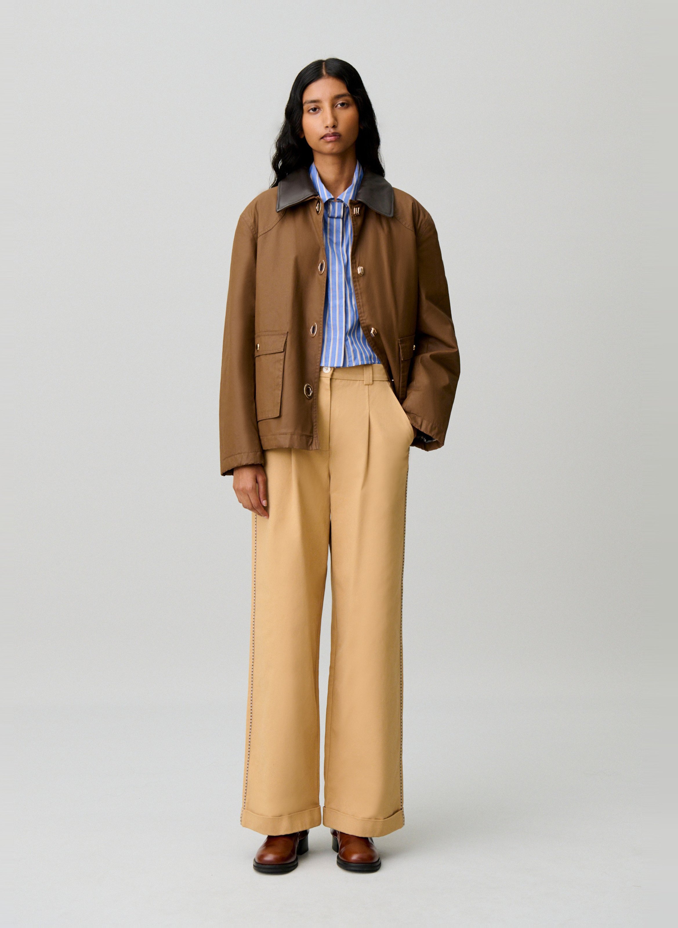 Pantalon large taille haute CLAUDIE PIERLOT Beige