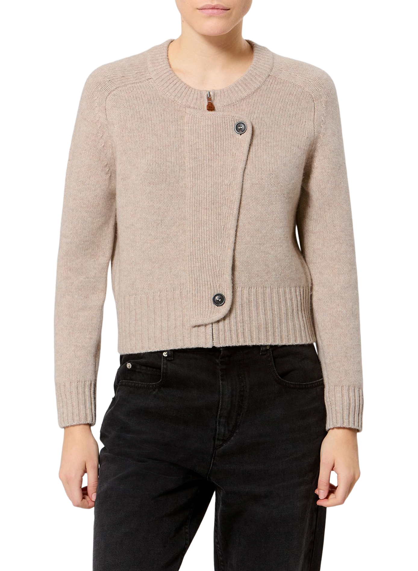 Cardigan mit Reißverschluss aus Wolle und Kaschmir ISABEL MARANT Beige