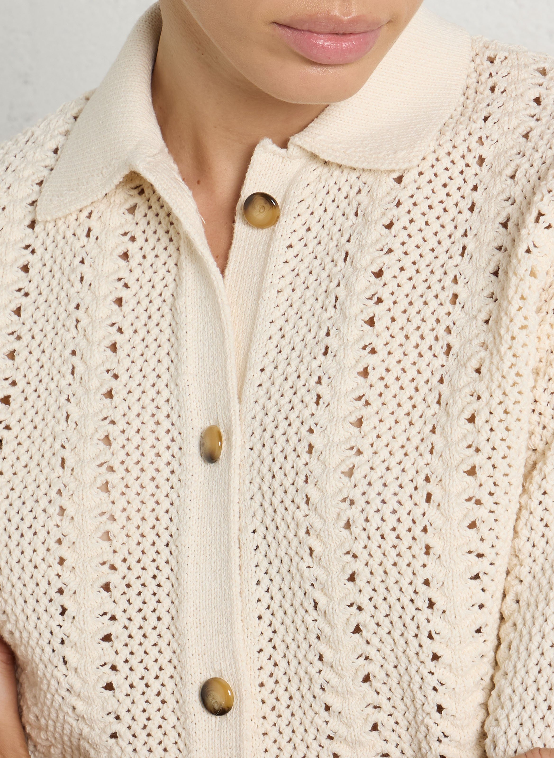 Pull manches courtes en coton mélangé adele MAISON 123 Beige