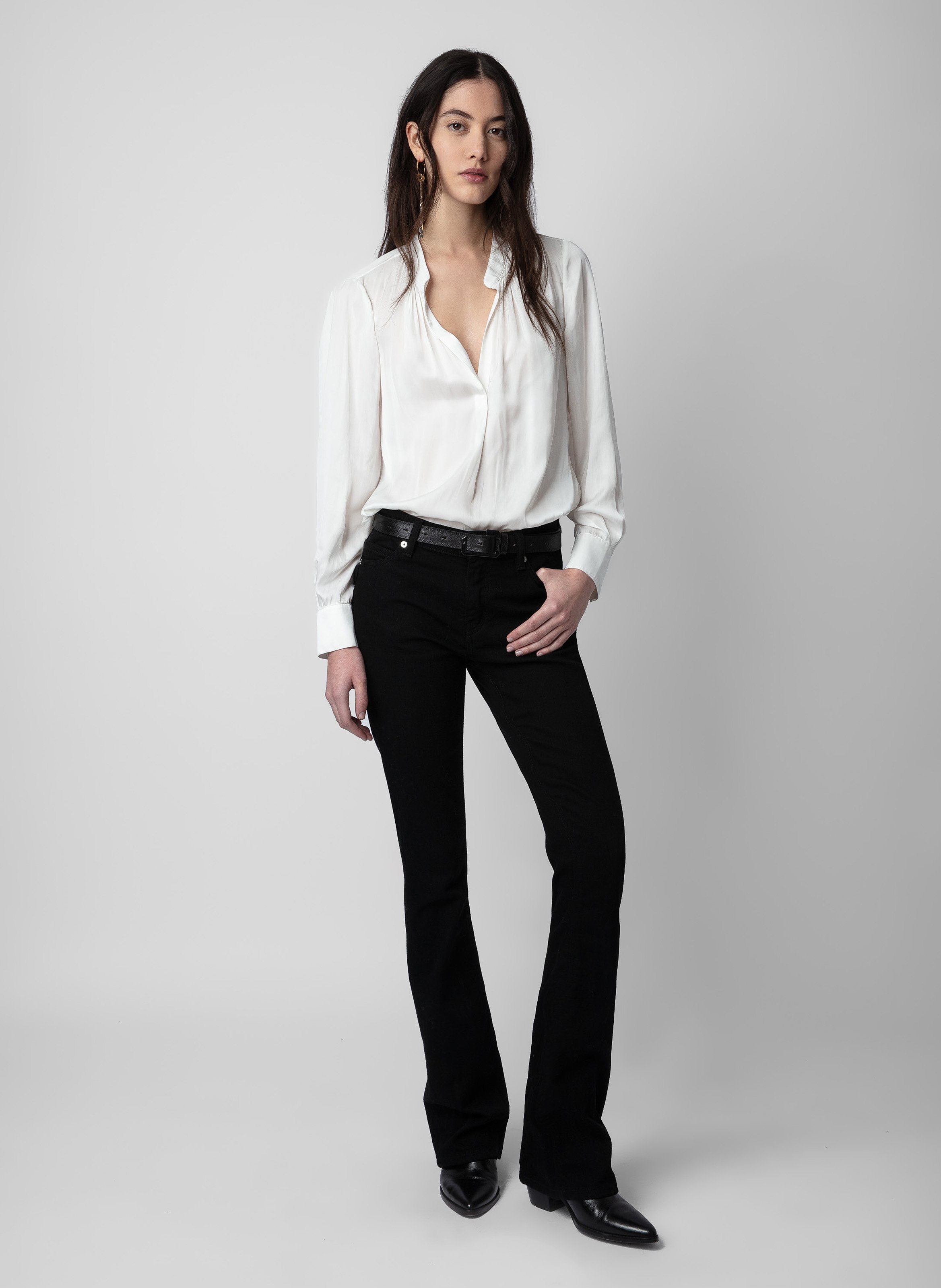 Rechte blouse met V-hals. ZADIG&VOLTAIRE Beige