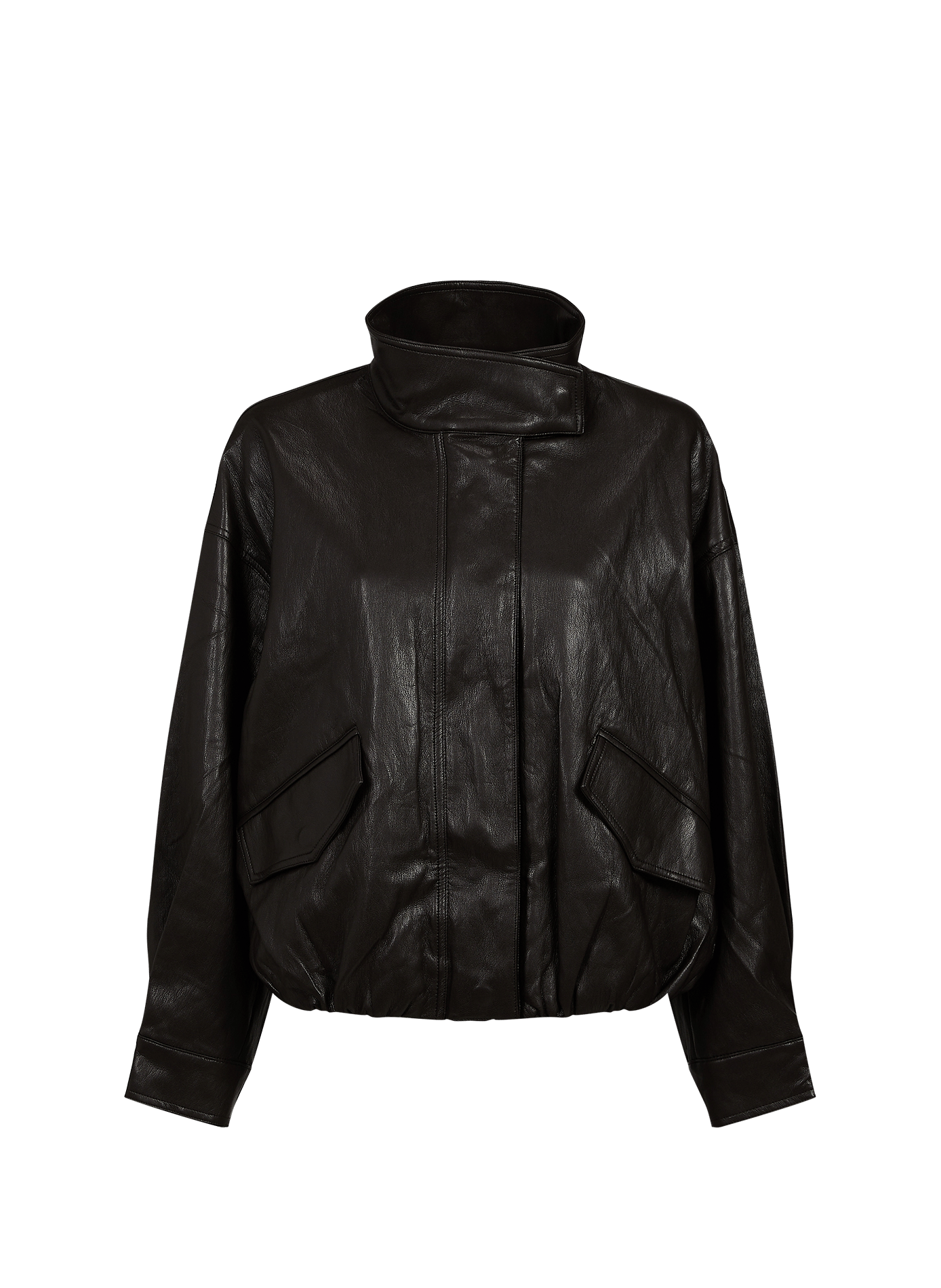 Jacket with high collar leather effect ARTLOVE Brown