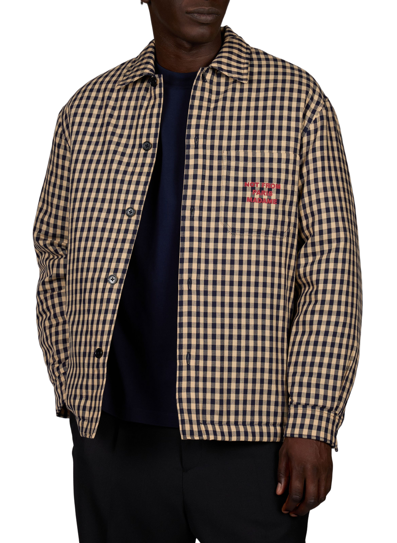 Straight checkered cotton jacket DROLE DE MONSIEUR Beige