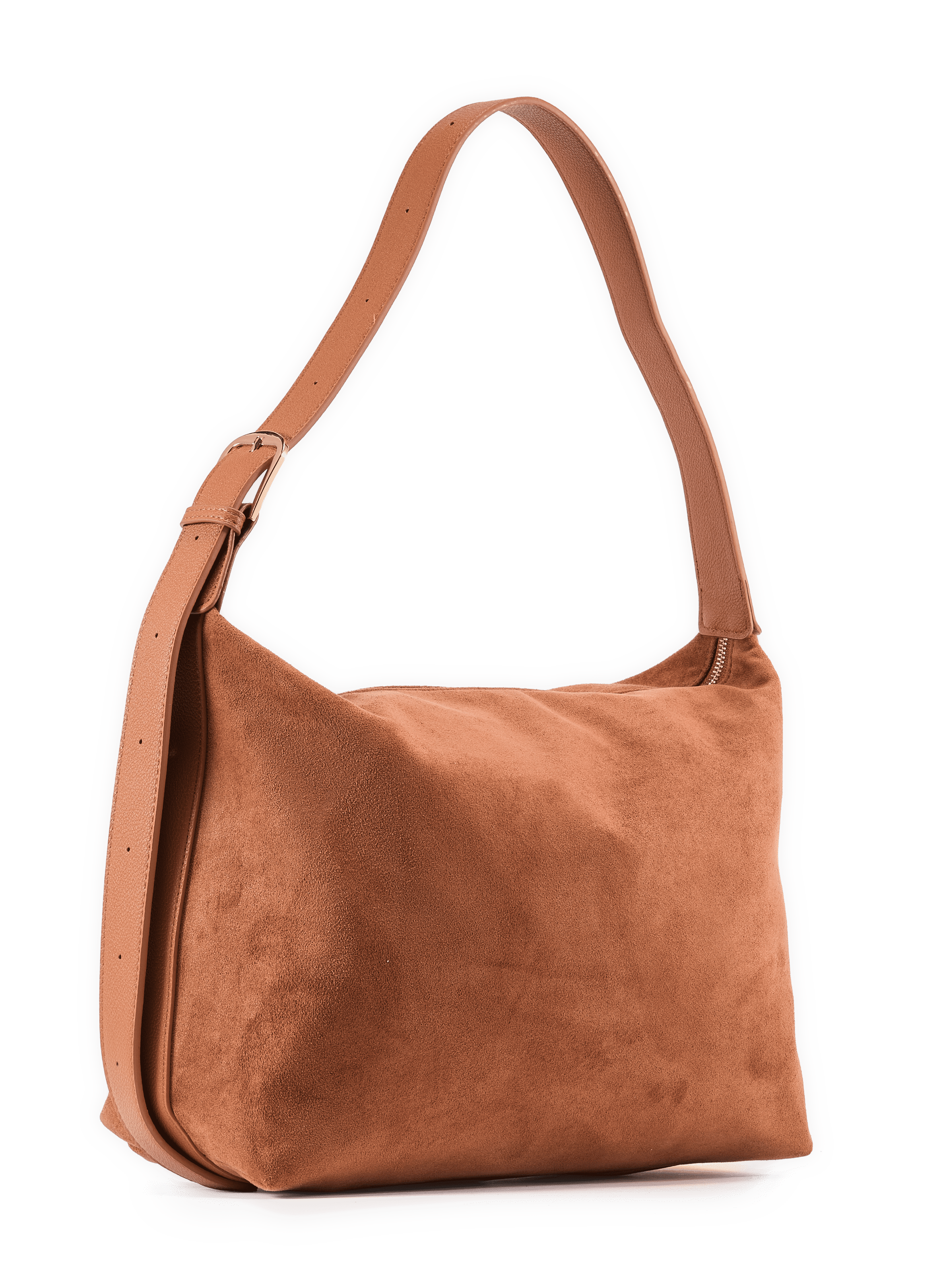 Zippered shoulder bag in suede effect AU PRINTEMPS PARIS Brown