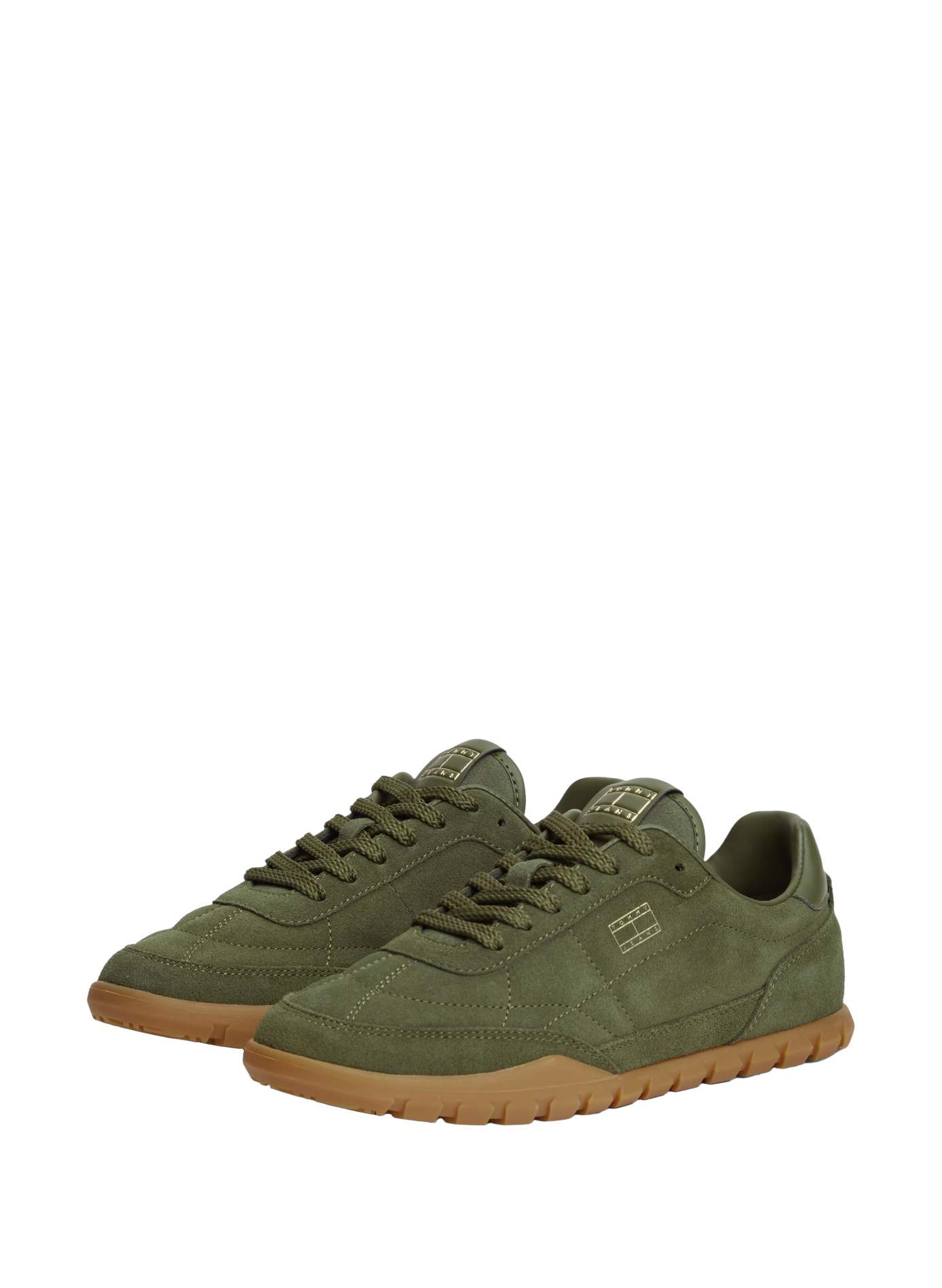 Solid Low-Top Leather Sneakers TOMMY HILFIGER Khaki