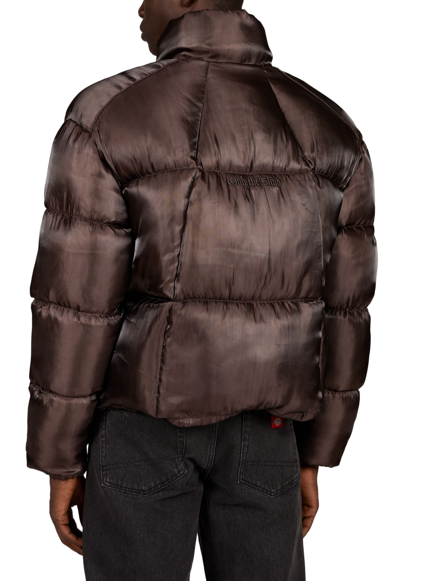 Puffer jacket with high collar uniform ONLY THE BLIND Brown