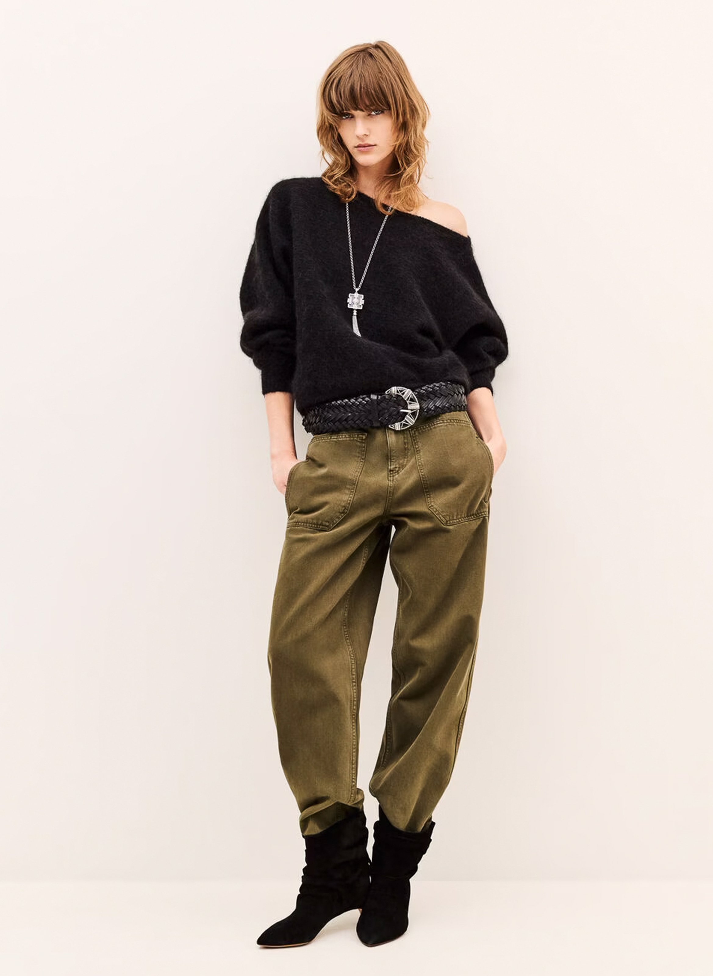 Pull ample col bateau en alpaga mélangé suela | Zwart BA&SH Dames