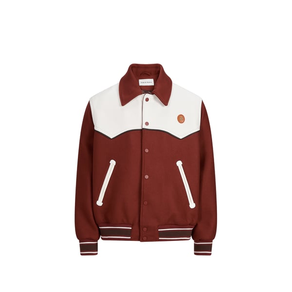 Blouson droit boutonné en laine mélangée Blouson droit boutonné en laine mélangée