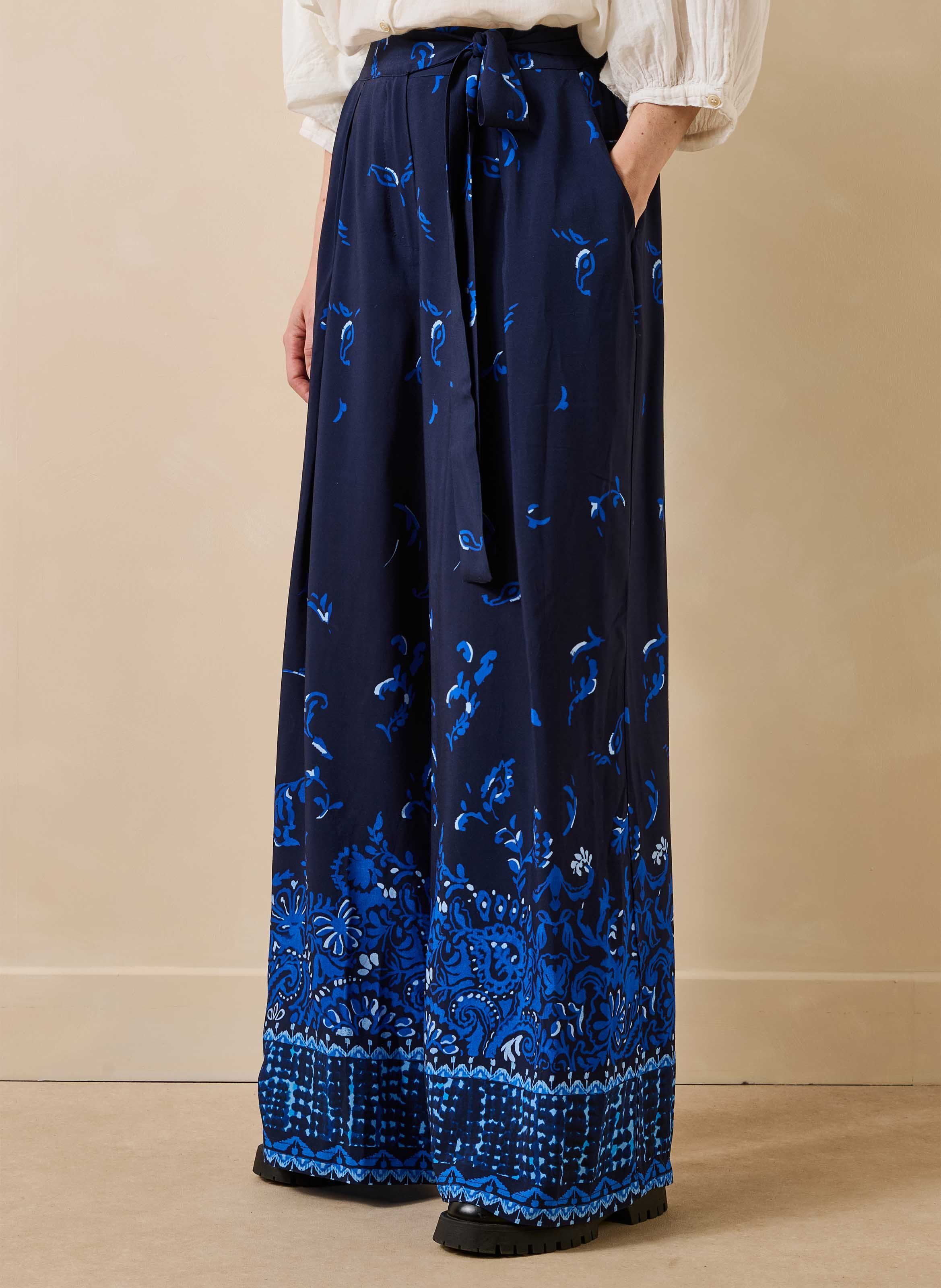 Wijde hoge taille broek LA FEE MARABOUTEE Blauw
