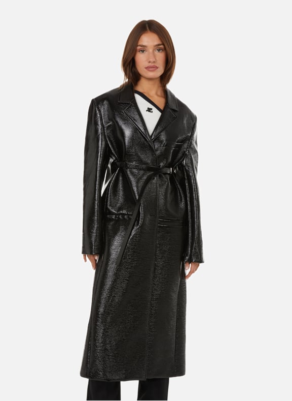 Black patent trench sales coat