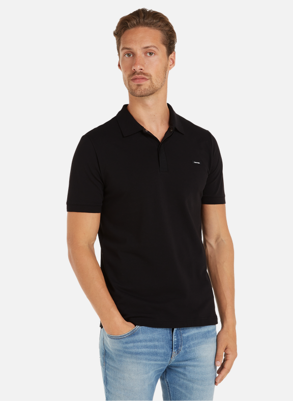 CALVIN KLEIN Plain polo shirt with logo Black