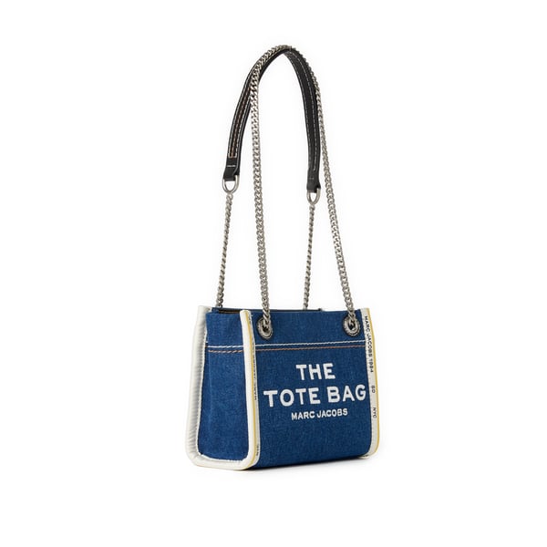 Marc Jacobs The Denim Chain Small Tote Bag In Blue