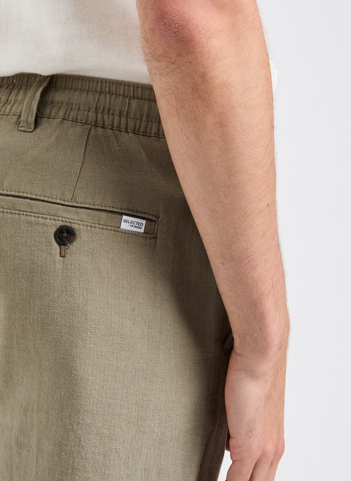 Cotton and linen trousers SELECTED Green