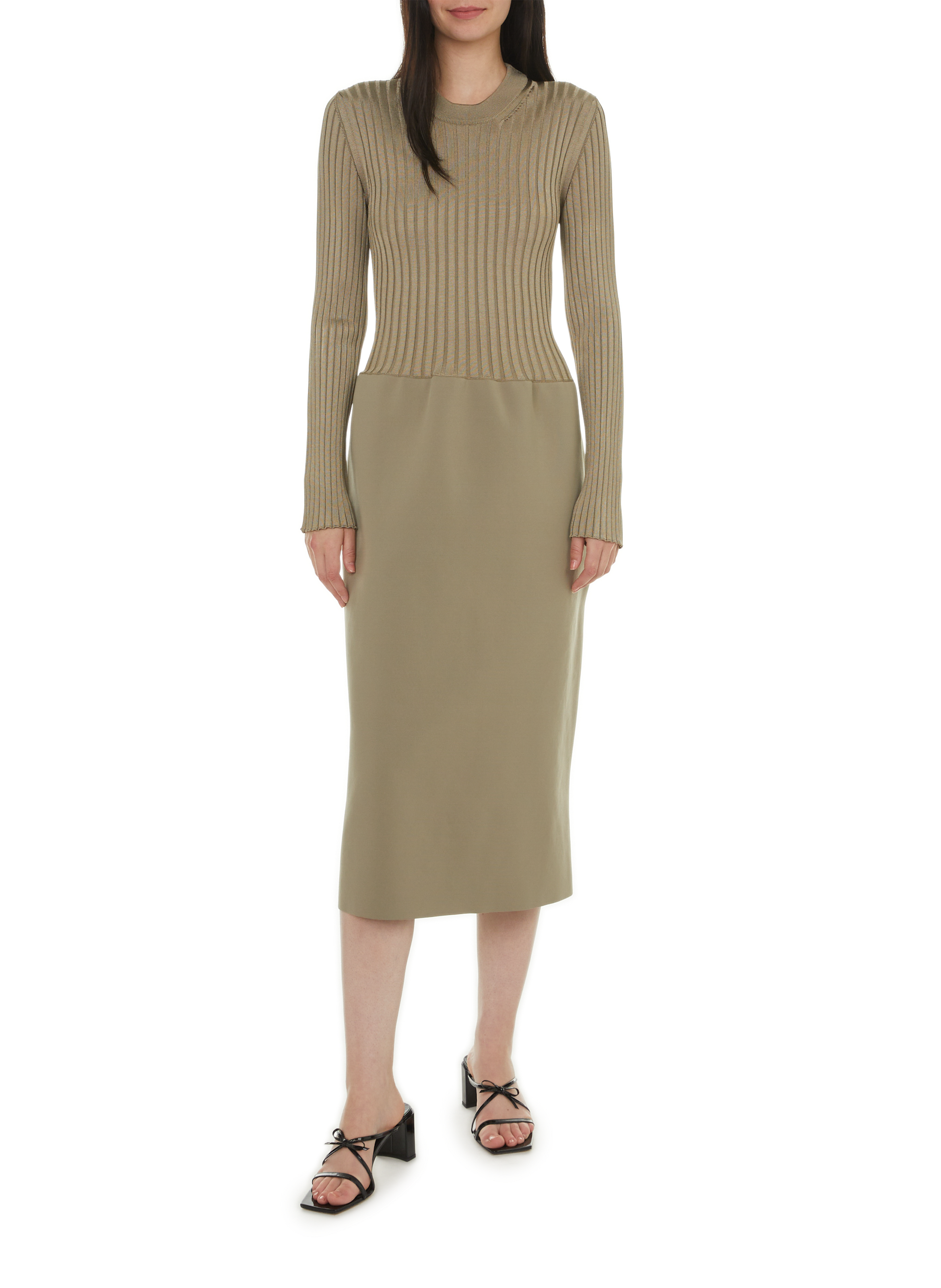 JIL SANDER Robe longue bi-matière Noir