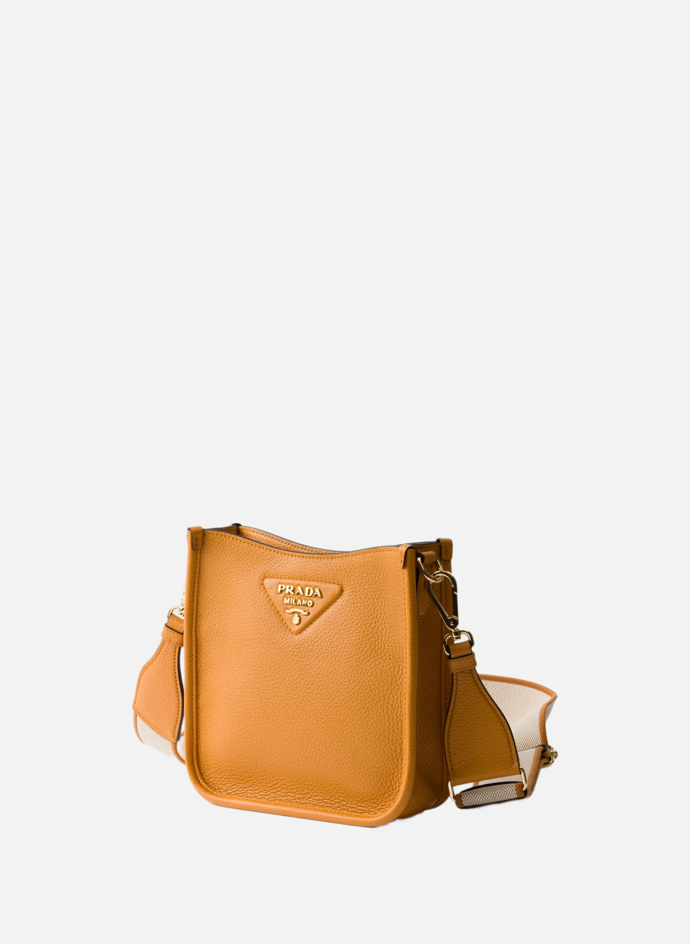 Mini sac porté épaule en cuir PRADA Orange