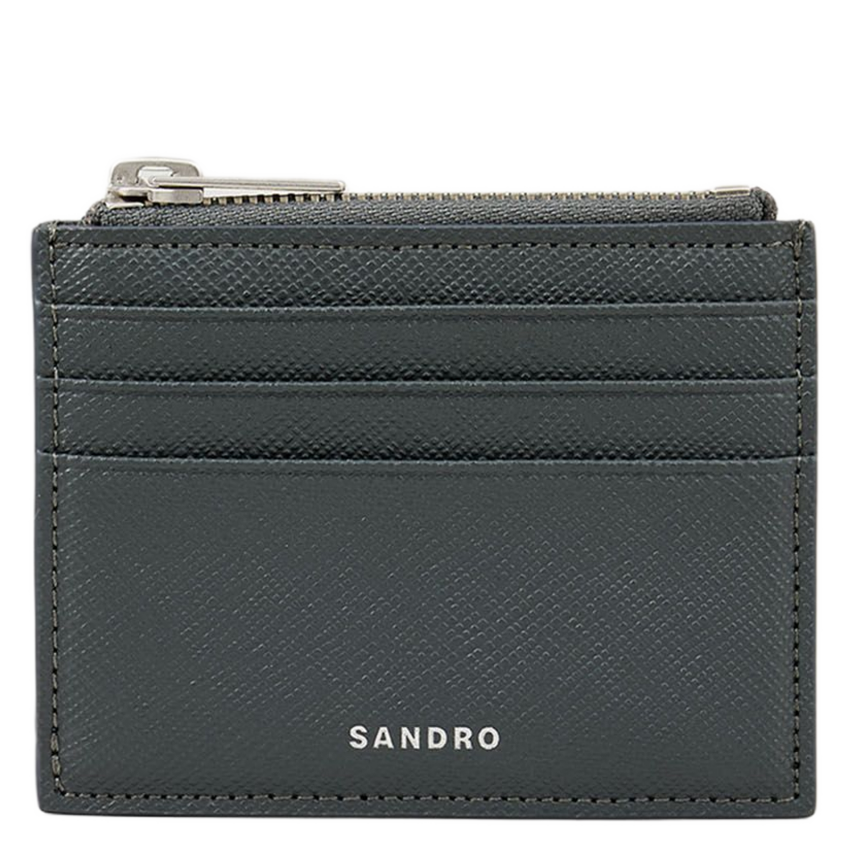 SANDRO Porte-cartes en cuir Gris