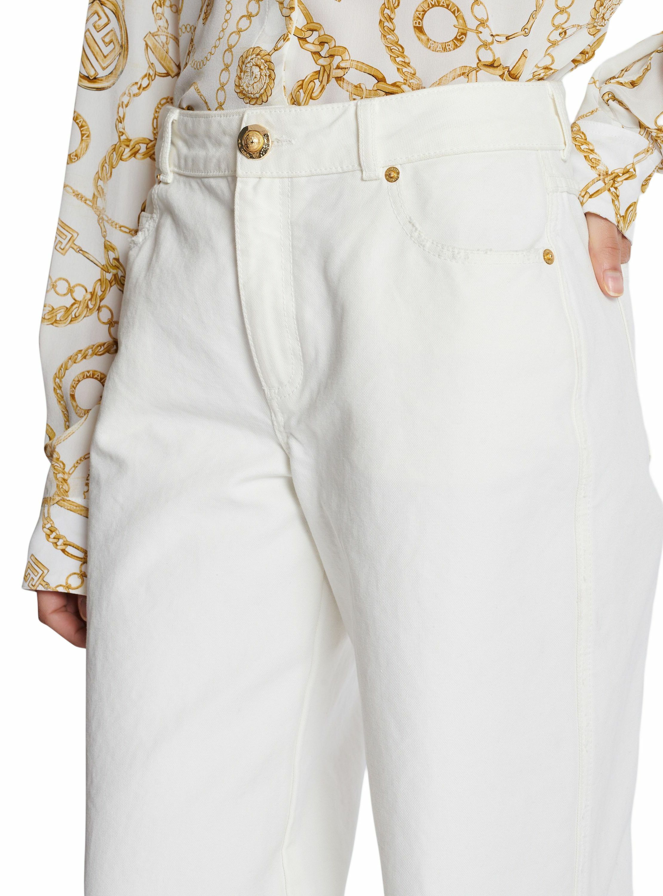 Jean droit en denim uni BALMAIN Blanc