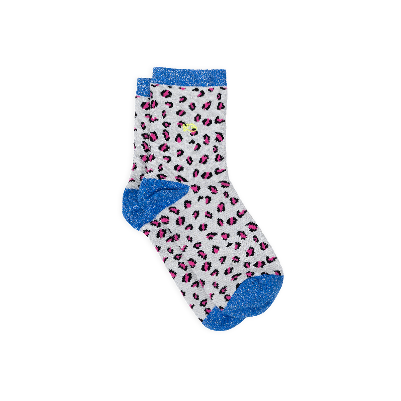 Chaussettes en coton peigné léopard  Blanc, bleu et rose