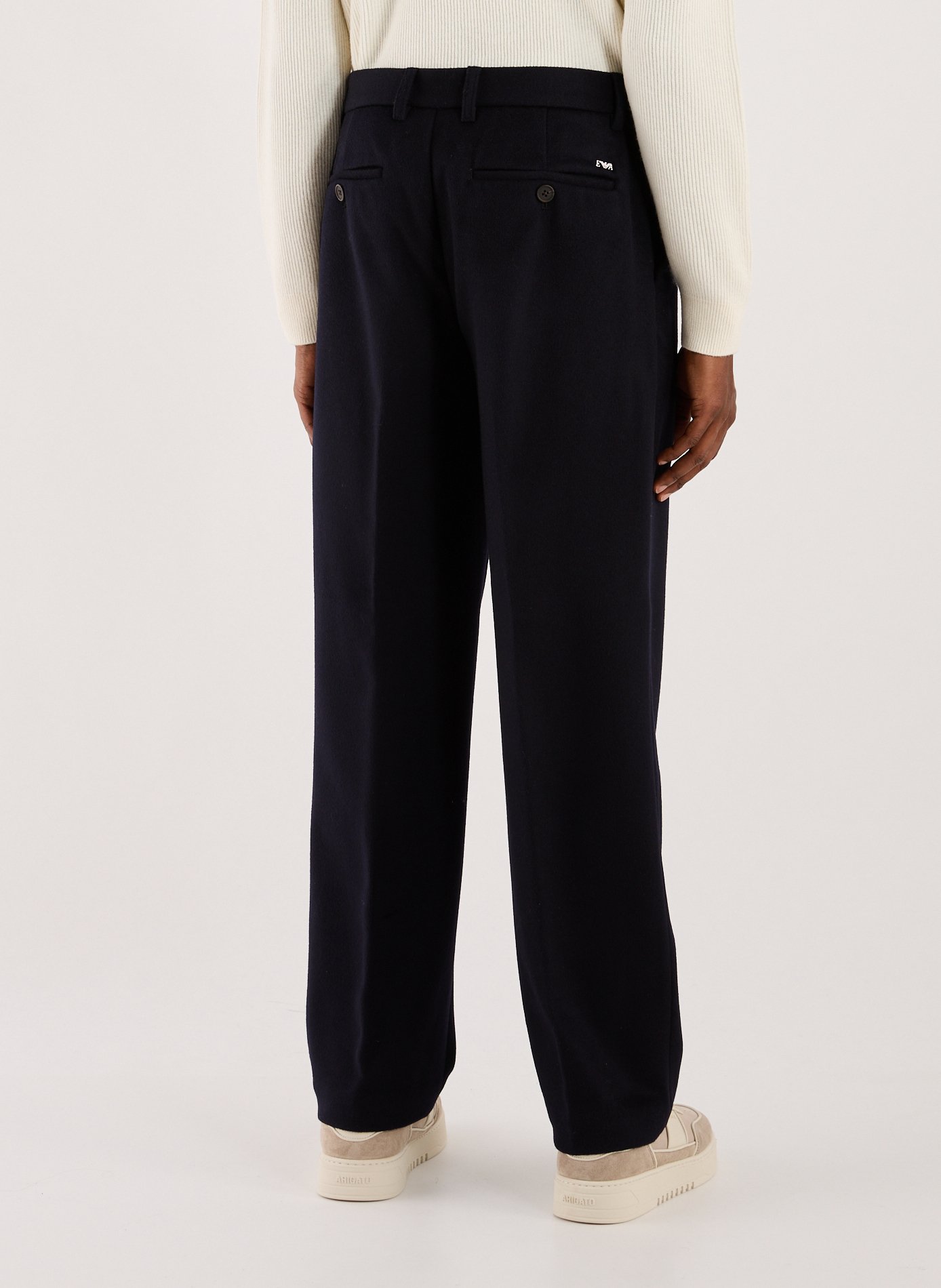Straight trousers in mixed wool and cashmere EMPORIO ARMANI Blue