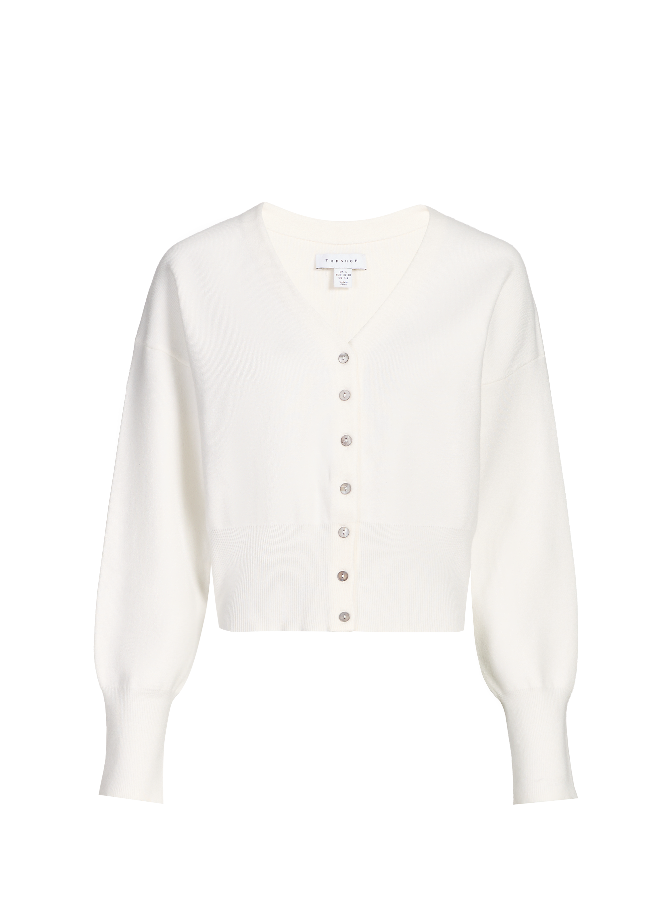 Cardigan cintré encolure V TOPSHOP Beige