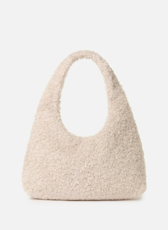 Textured Hobo Handbag Beige by AU PRINTEMPS PARIS AU PRINTEMPS PARIS Textured Hobo Handbag Beige