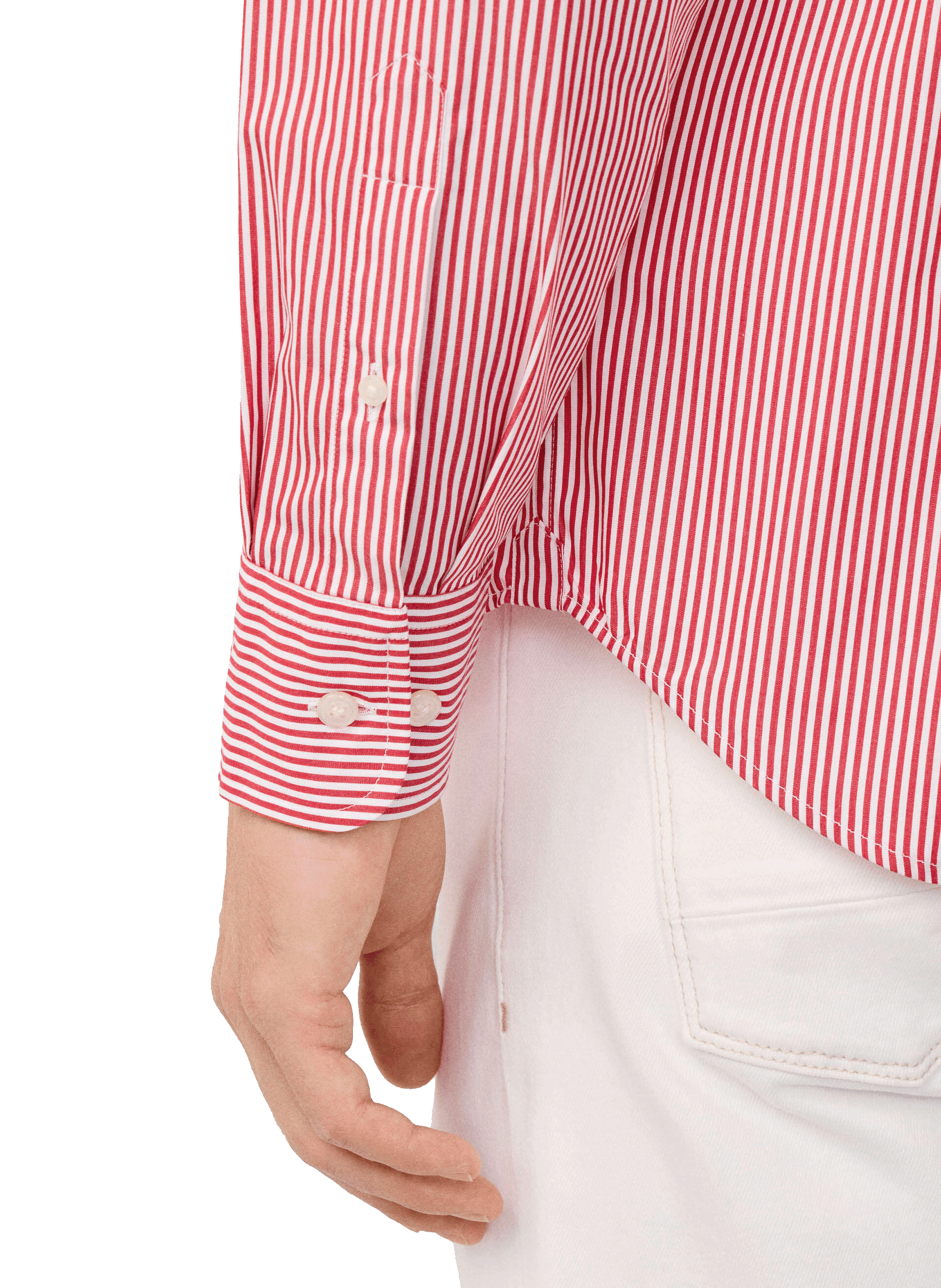 Chemise col américain à rayures en coton FACONNABLE Rouge