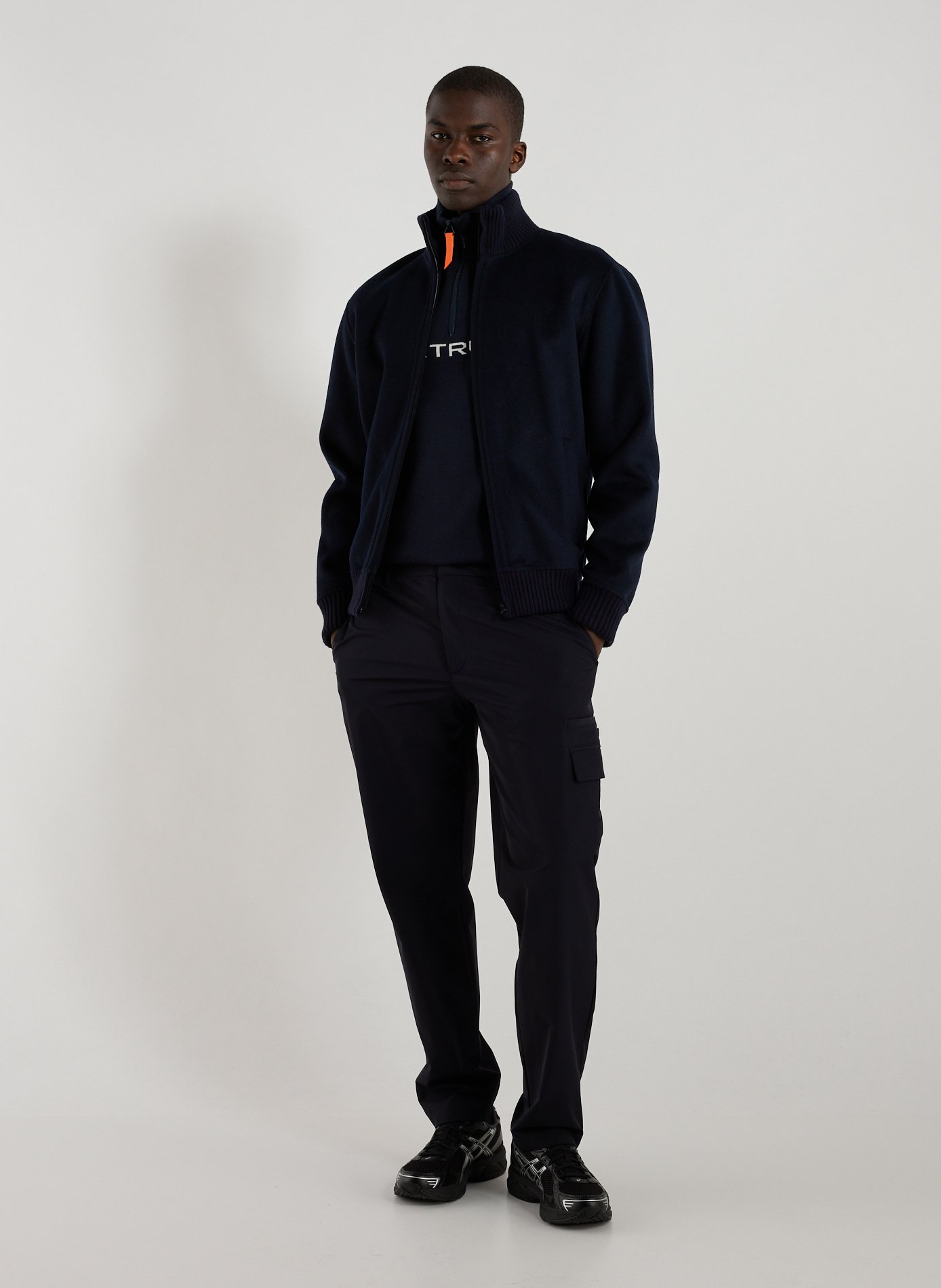 Zip-up sweater with high collar in mixed wool ECOALF Blue