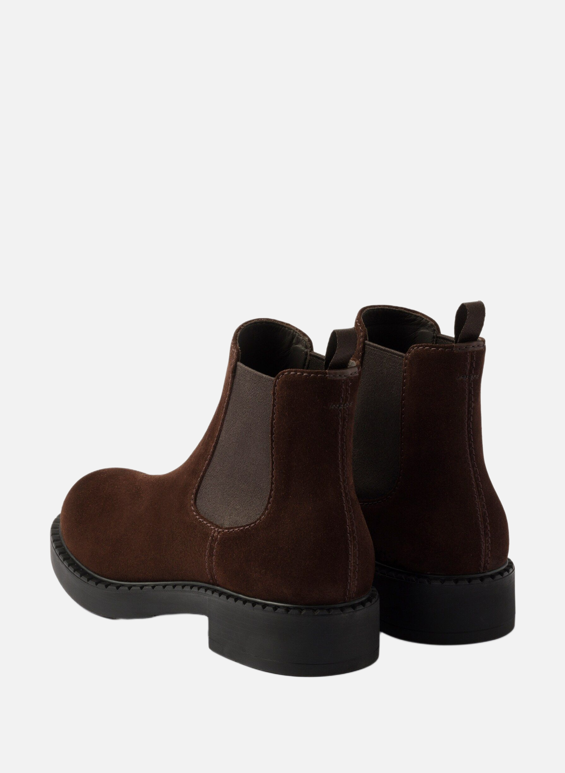 Bottines chelsea en veau velours PRADA Marron