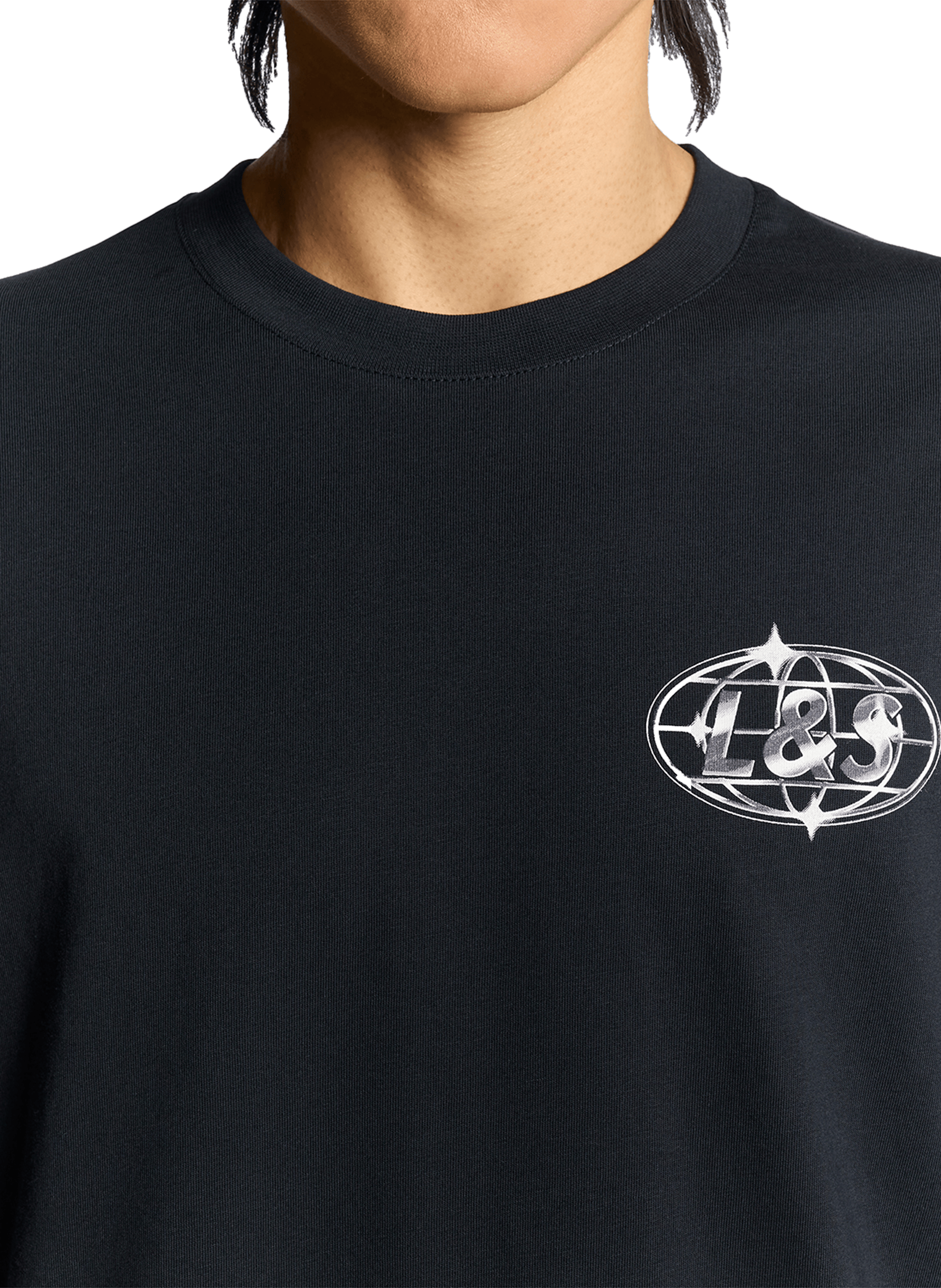 T-shirt imprimé à col rond en coton LYLE & SCOTT Bleu