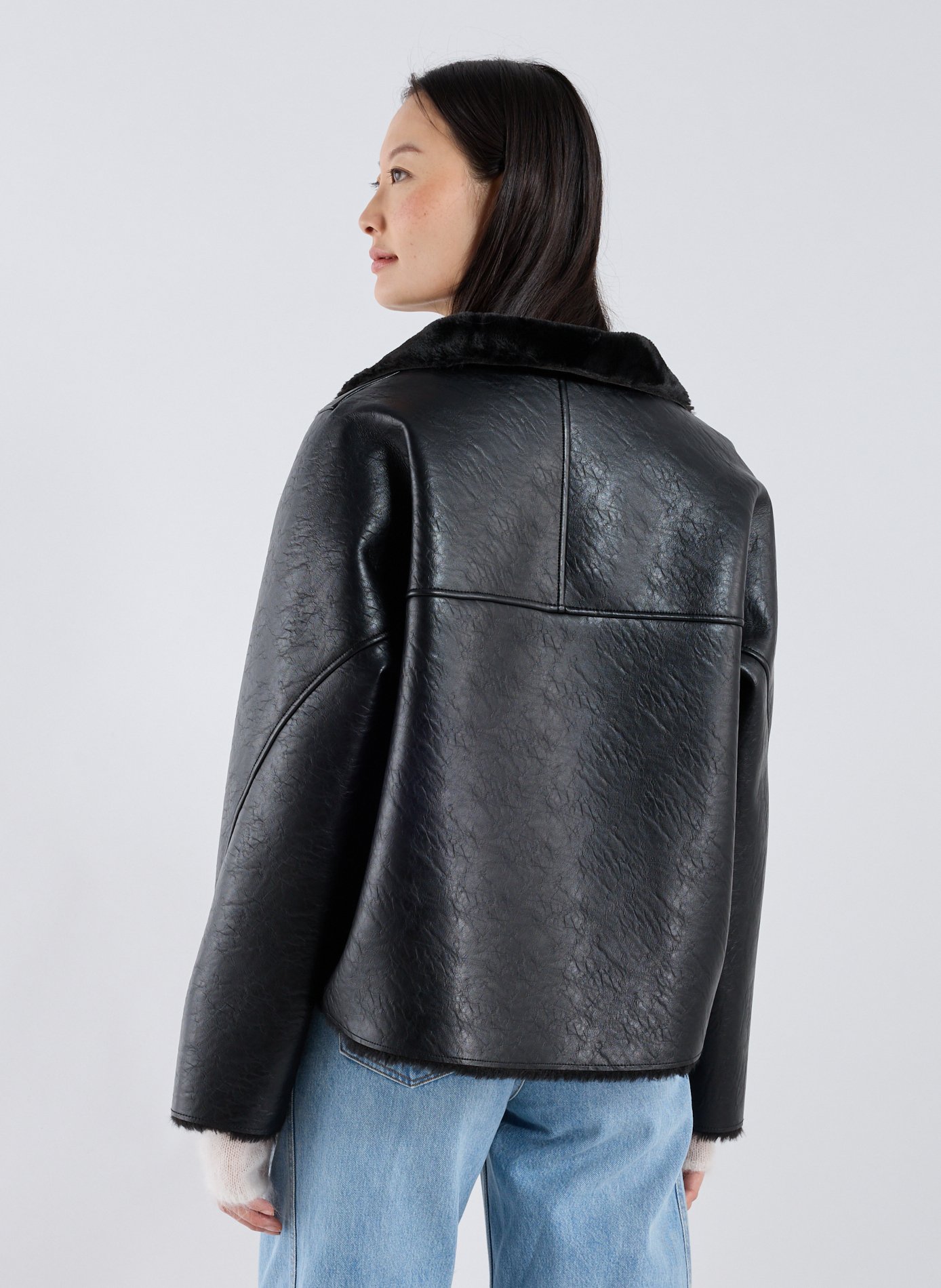 Veste ample à col montant ADOLFO DOMINGUEZ Noir