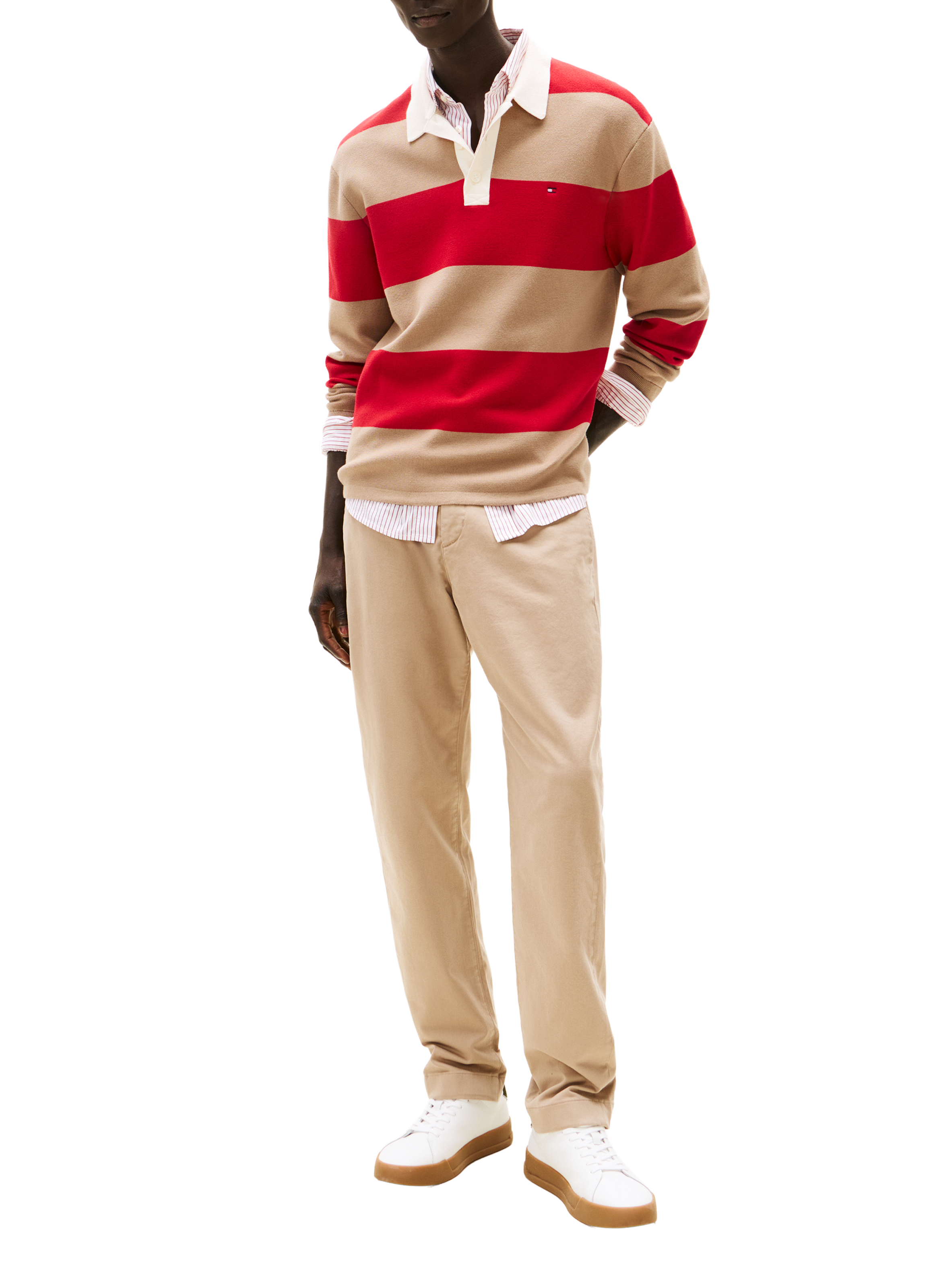 Pantalon slim en coton TOMMY HILFIGER Beige