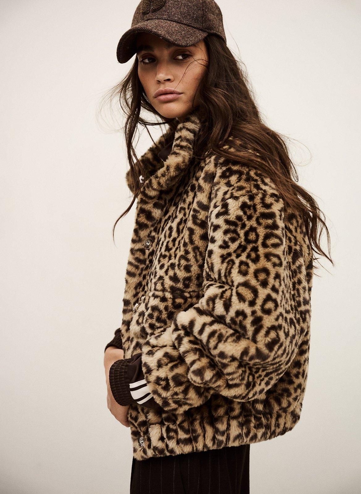 Veste oversize col montant imprimée jaros BA&SH Beige