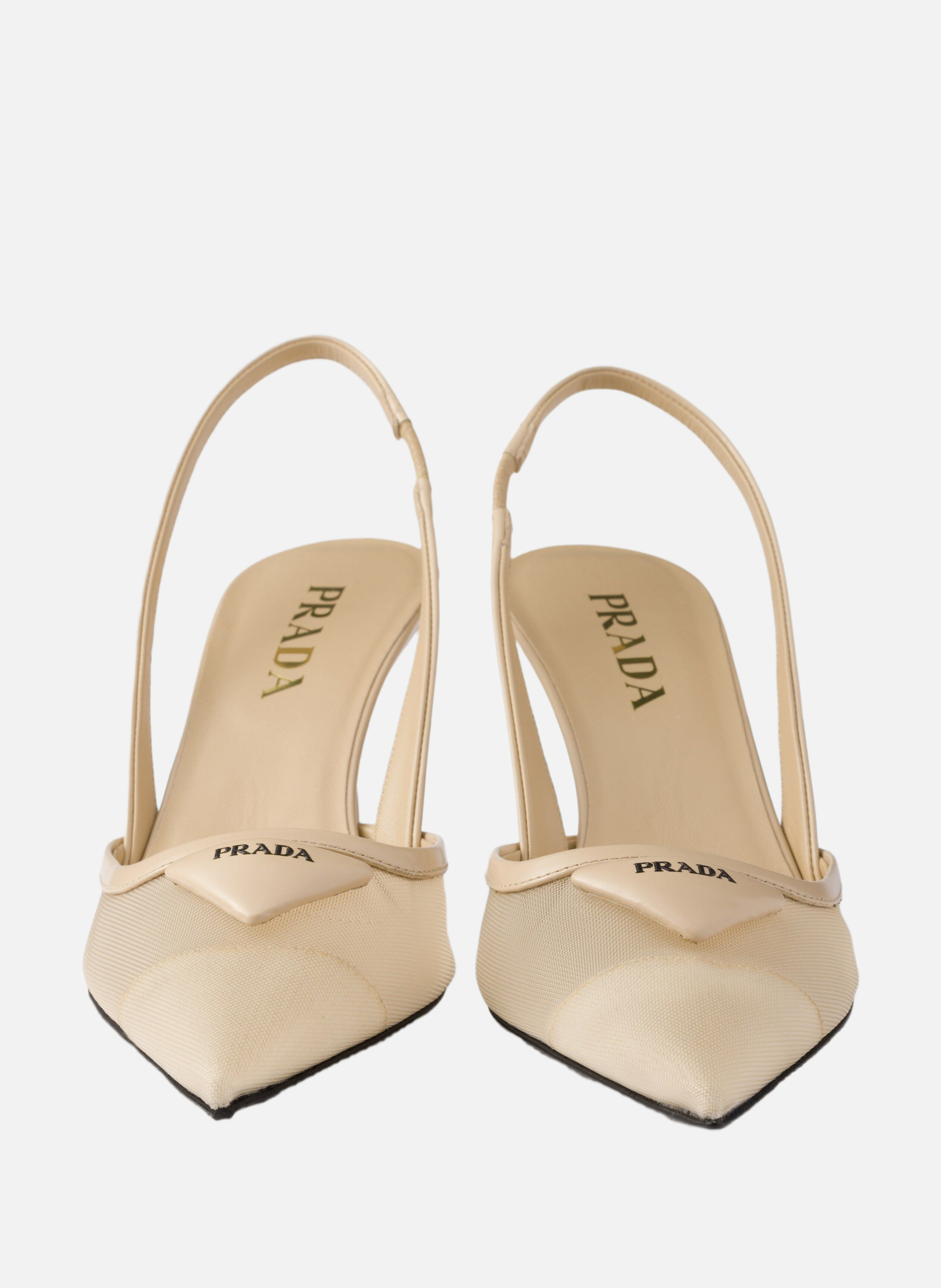 Escarpins à bride arrière en mesh PRADA Beige