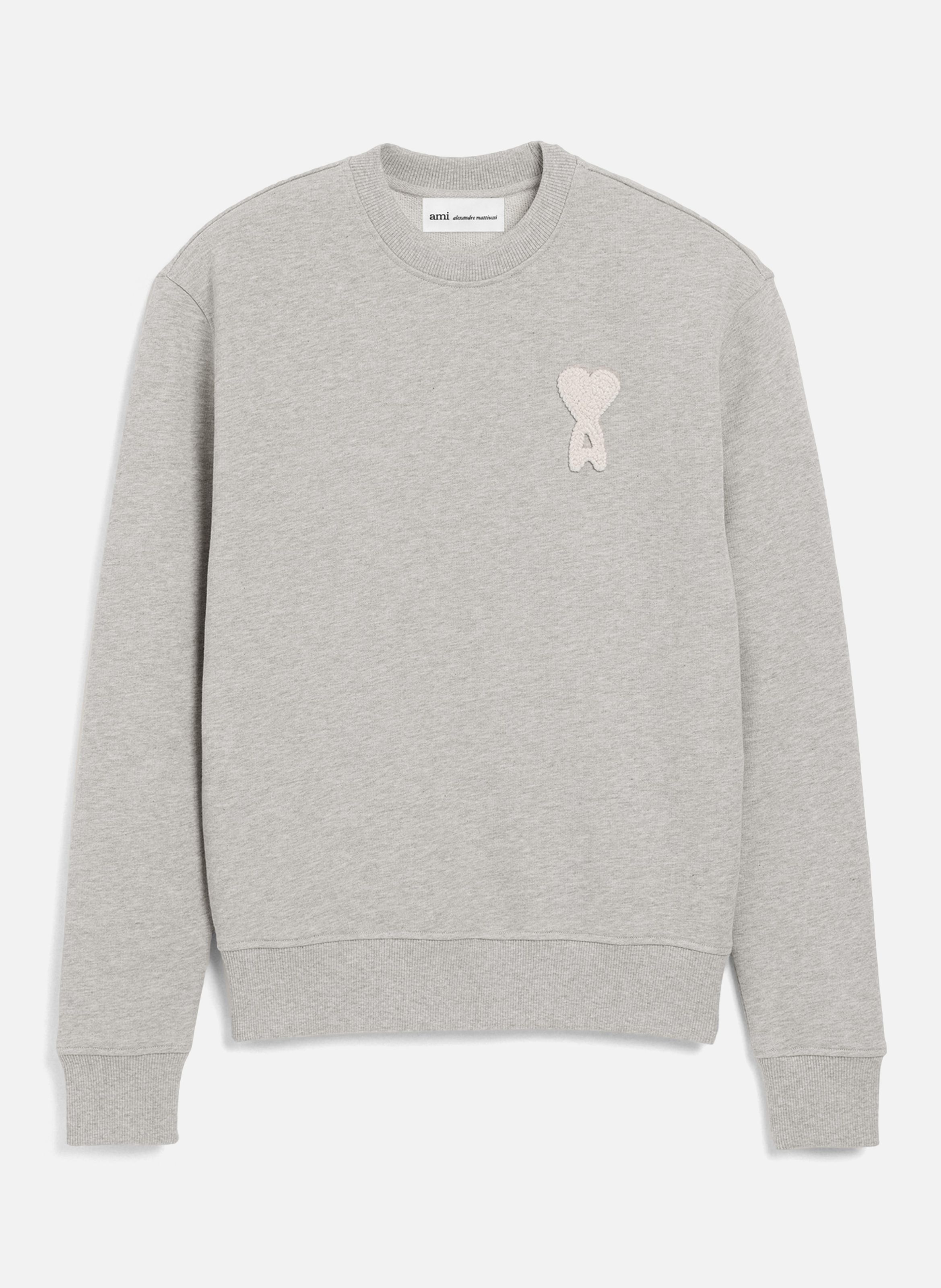 Sweatshirt ami de coeur crochet unisexe en coton AMI PARIS Gris