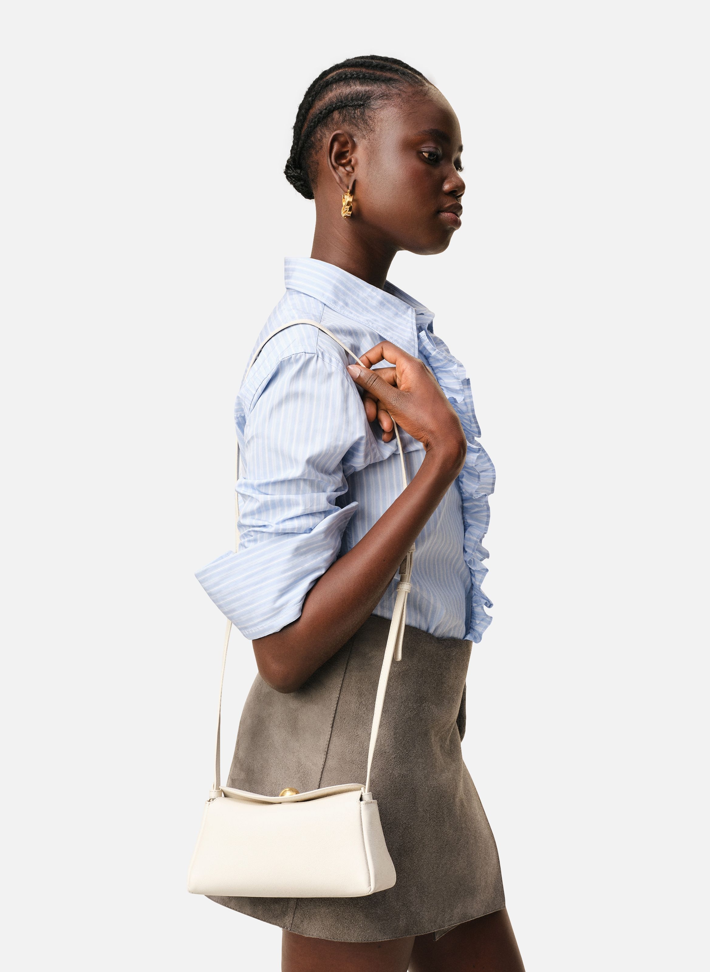 Mini sac carrousel unisexe en cuir de veau AMI PARIS Blanc