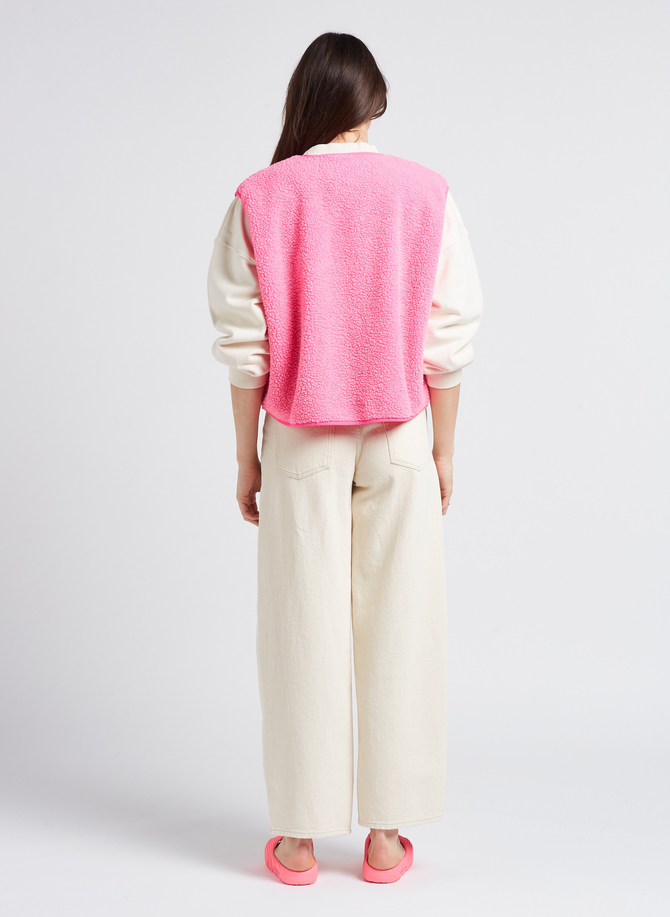 Gilet col rond molletonné sans manches hoktown AMERICAN VINTAGE Rose