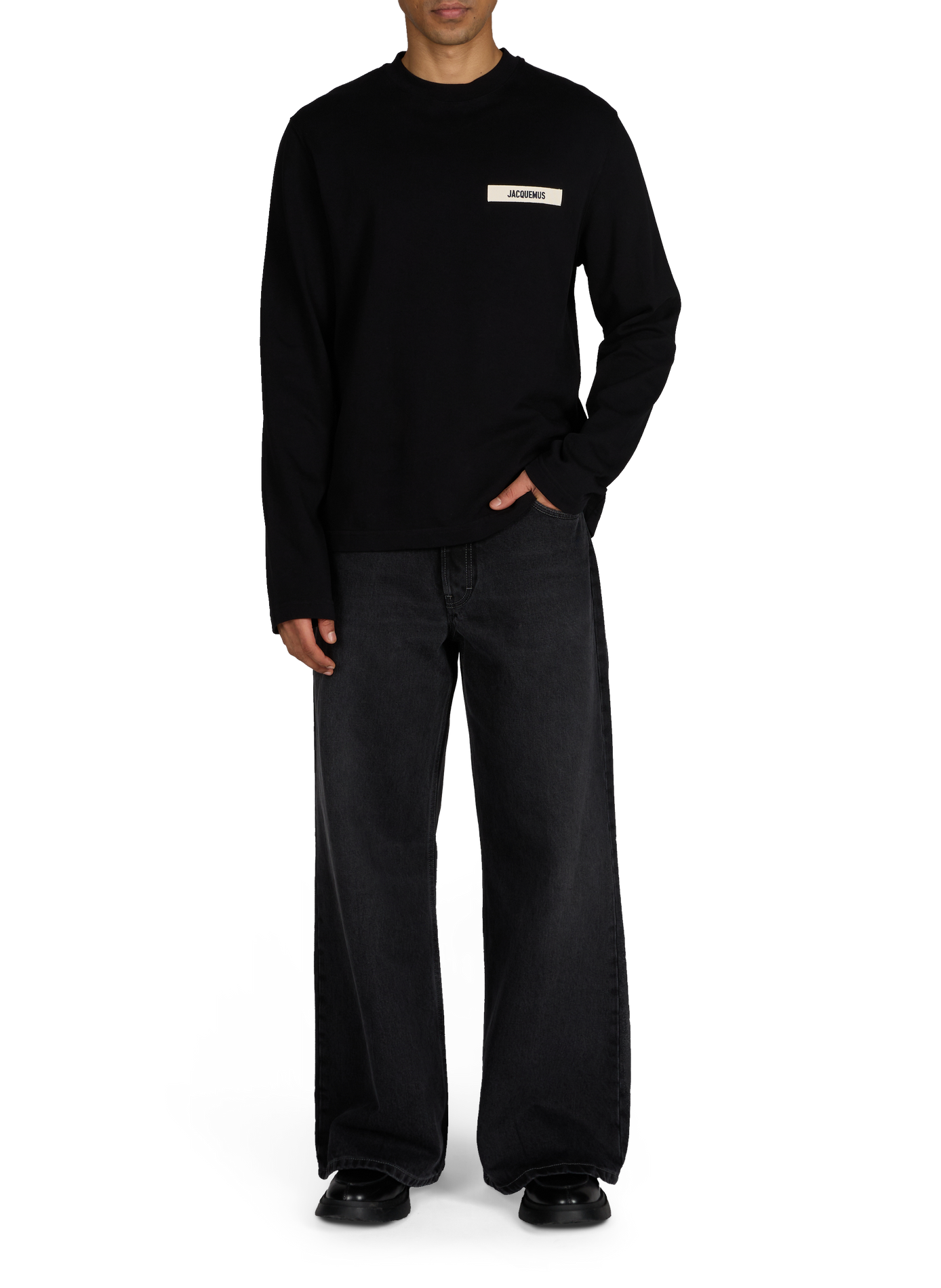 Long-sleeved Gros Grain cotton T-shirt JACQUEMUS Black