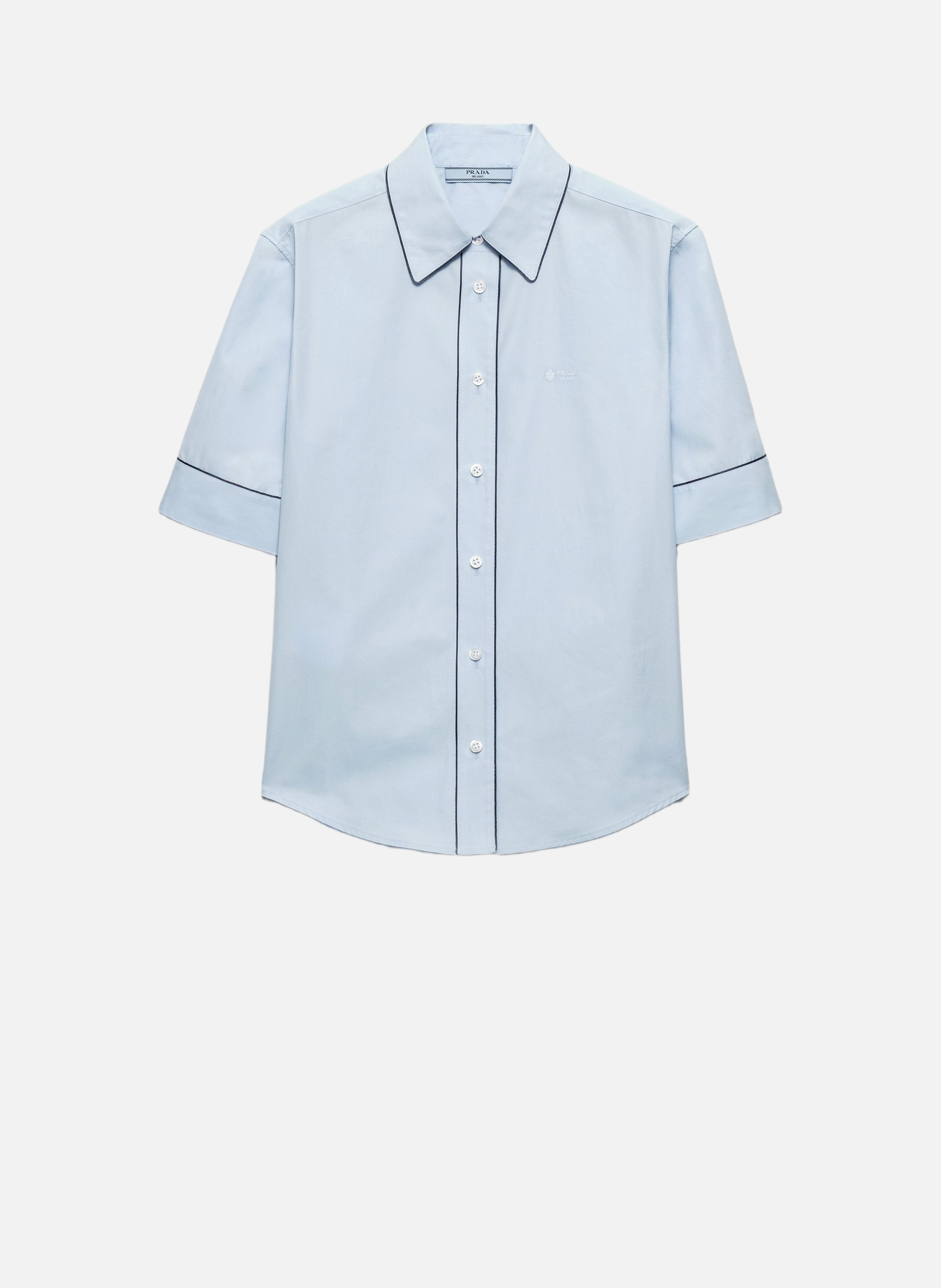 Chemise à manches courtes en popeline PRADA Bleu