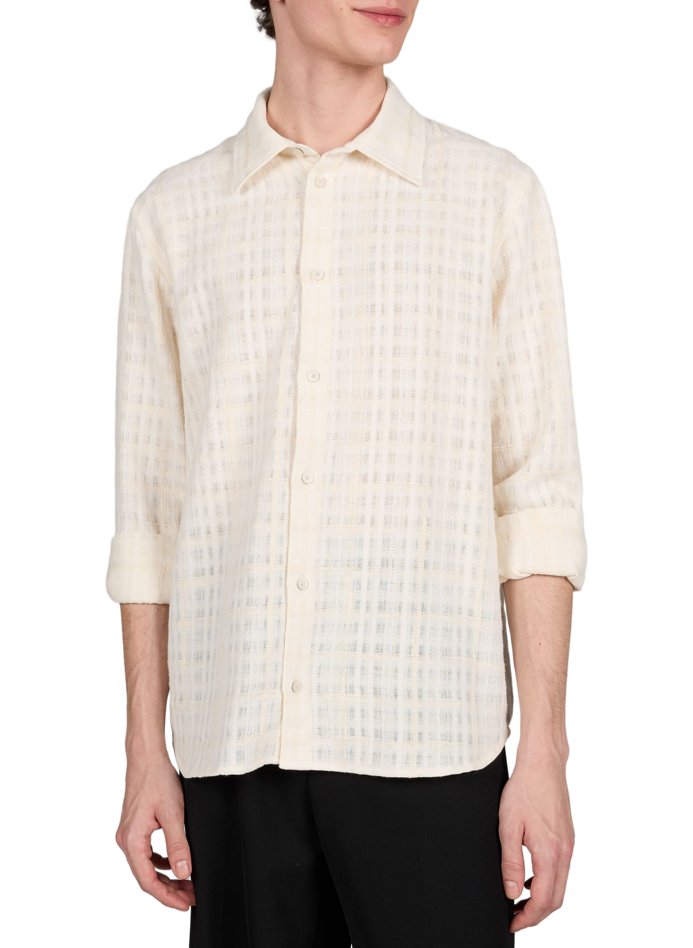 Cotton blend Check Shirt WON HUNDRED White