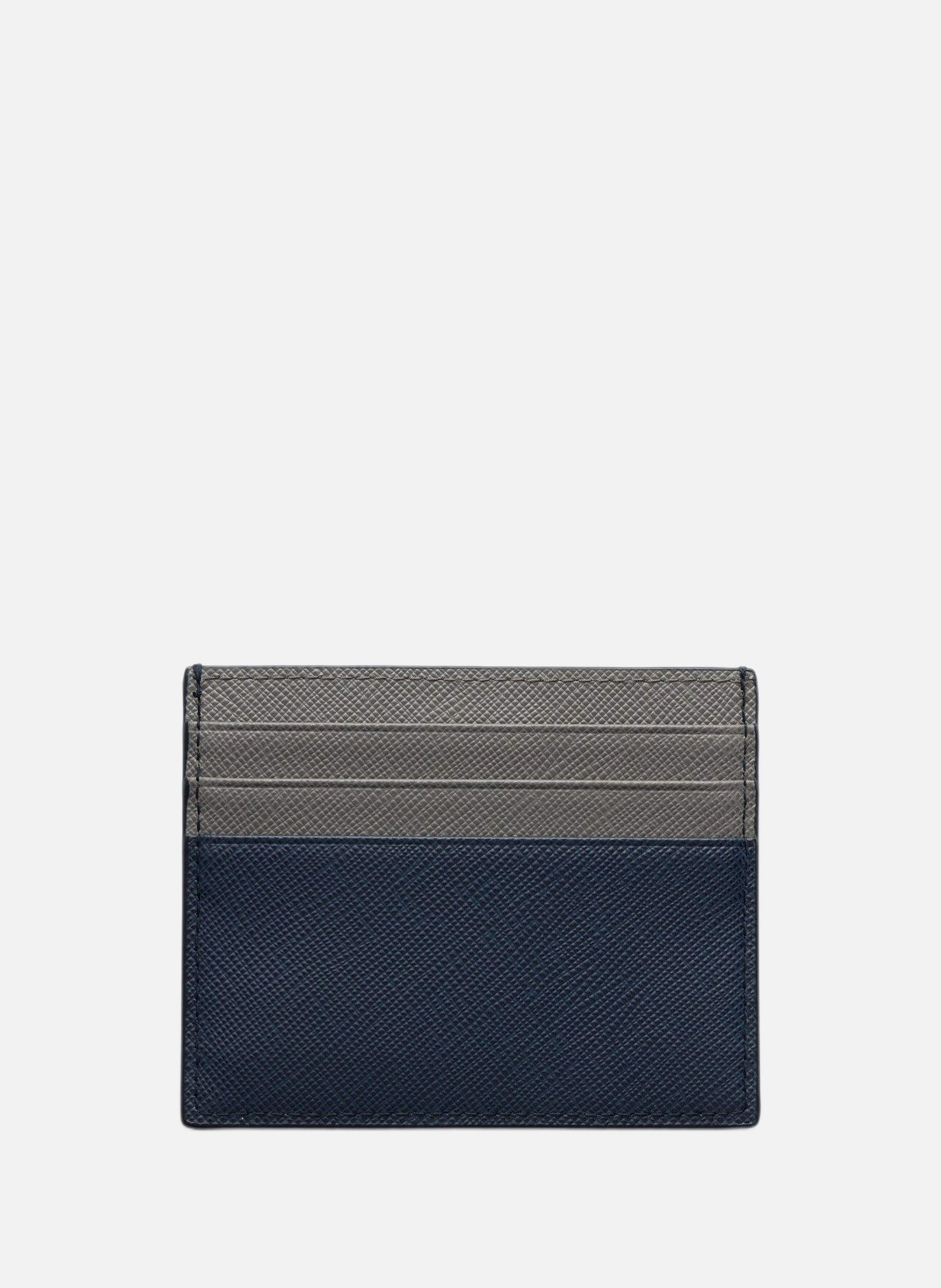 Porte-cartes en cuir saffiano PRADA Bleu