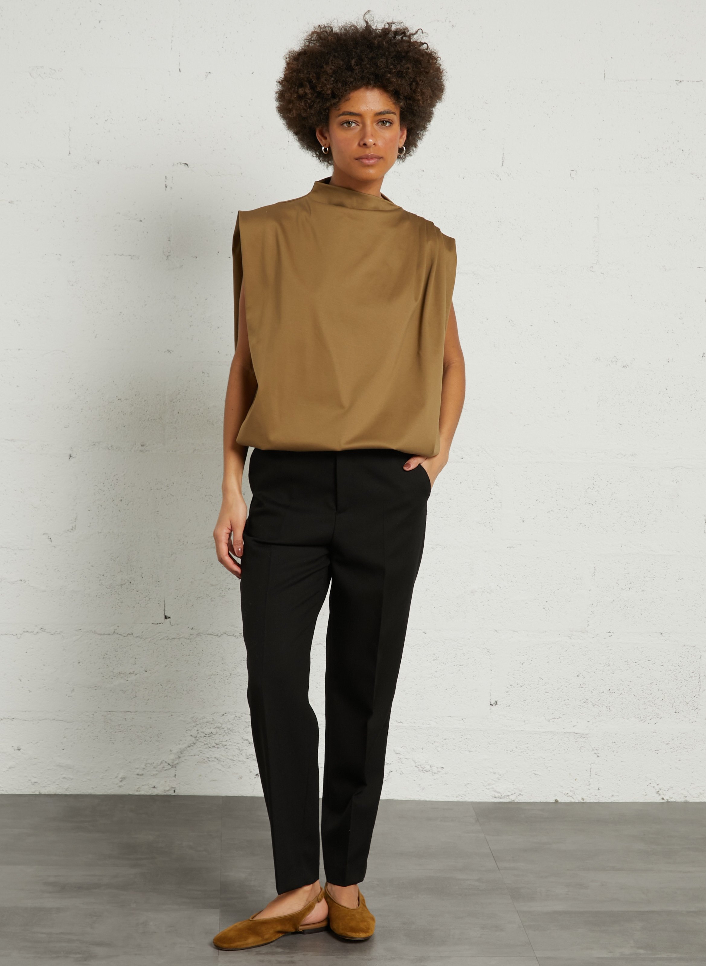 Pantalon tailleur en laine uni gabriel SOEUR Noir