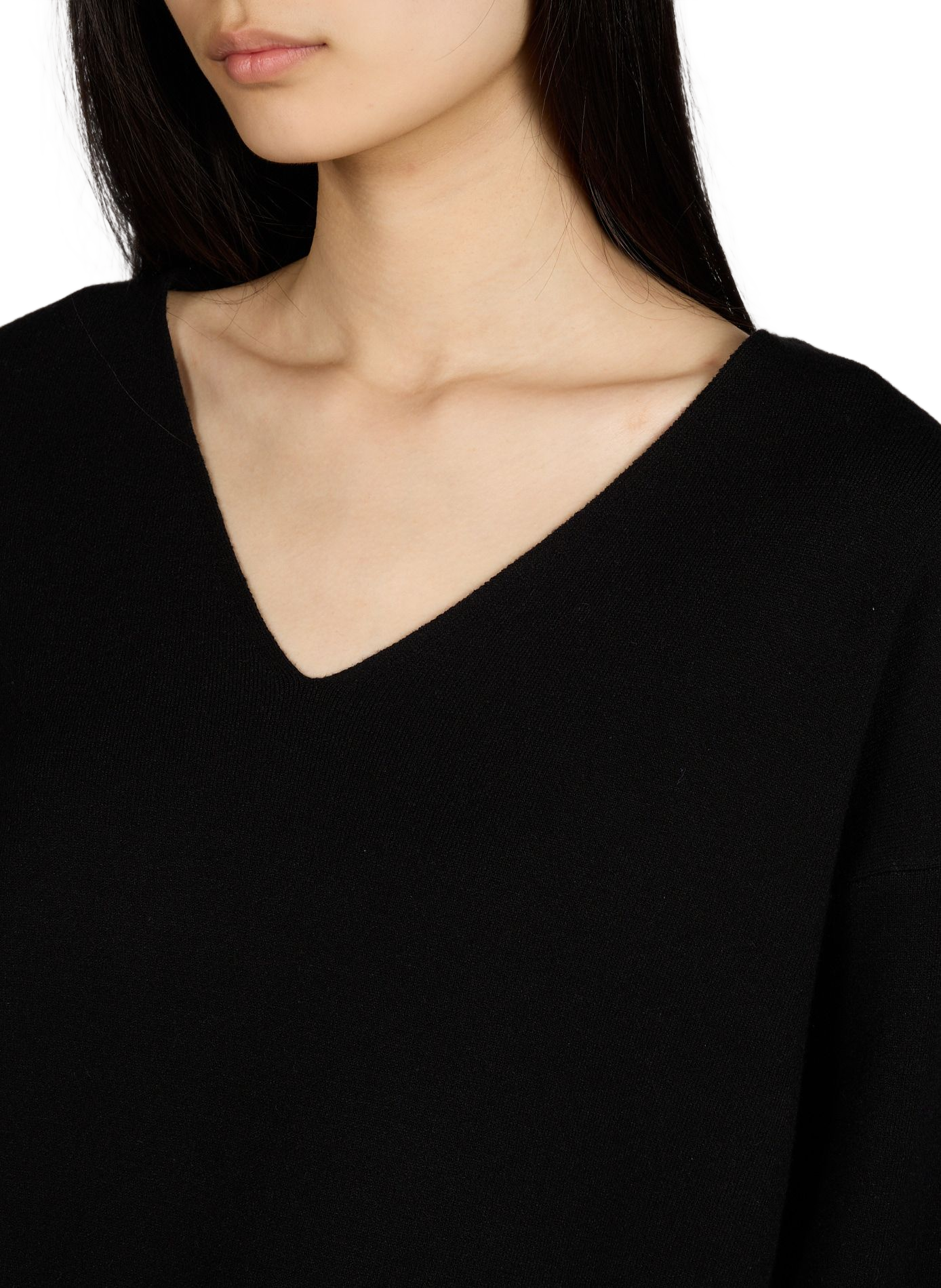 Oversized V-neck knit sweater OBJECT Black