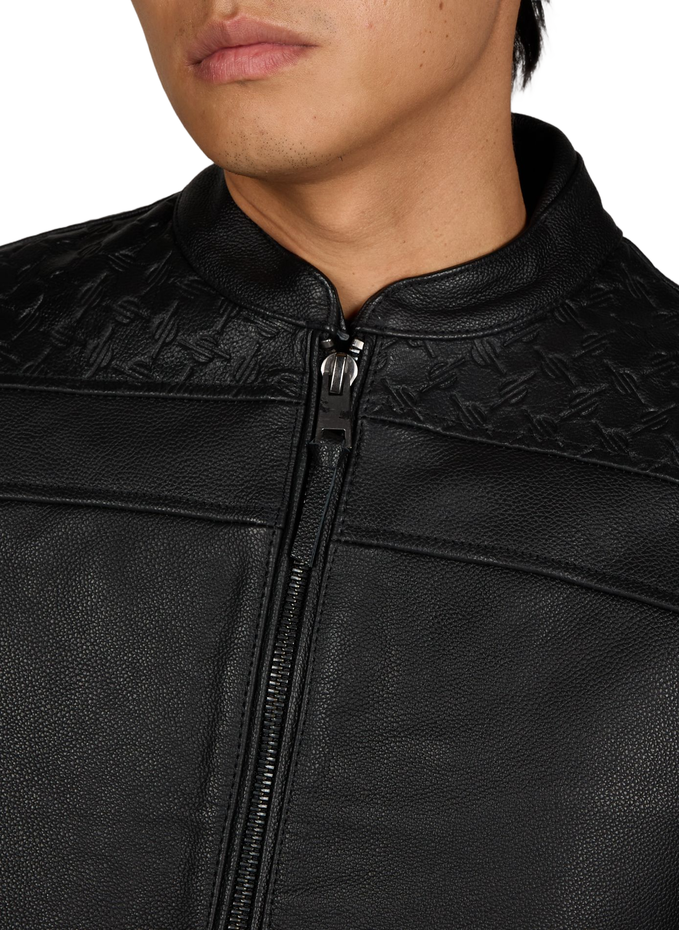 Veste en cuir col rond DAILY PAPER Noir