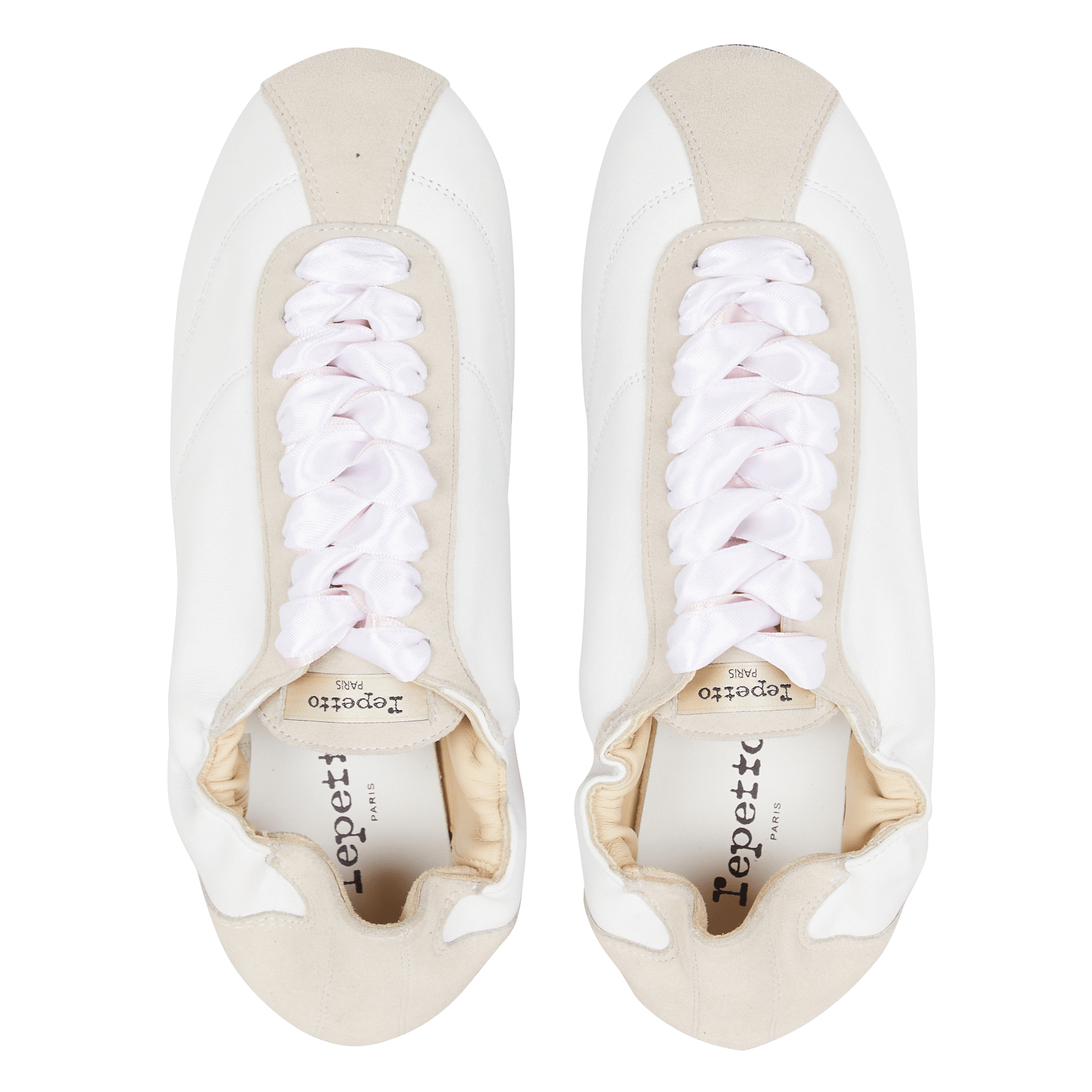 Ballerines froncées à lacets satin REPETTO Blanc